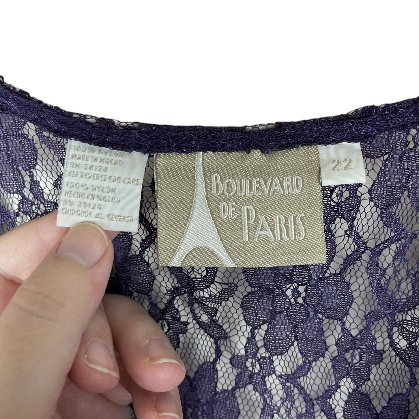 Vintage Boulevard De Paris Purple Floral Sheer Lace Corset Back Dress Whimsigoth