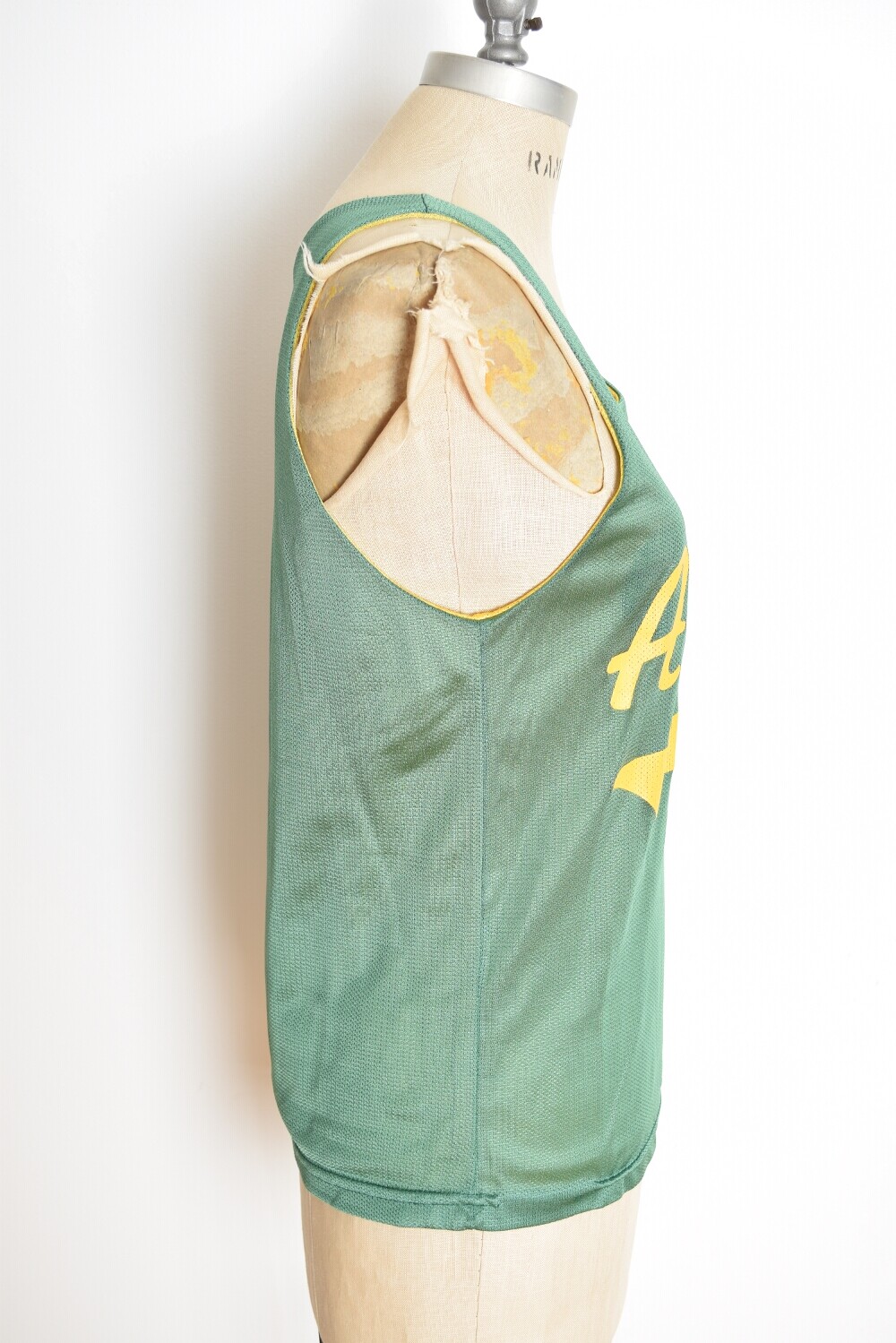 vintage basketball jersey green yellow AGGERS tank top shirt athletic sports S