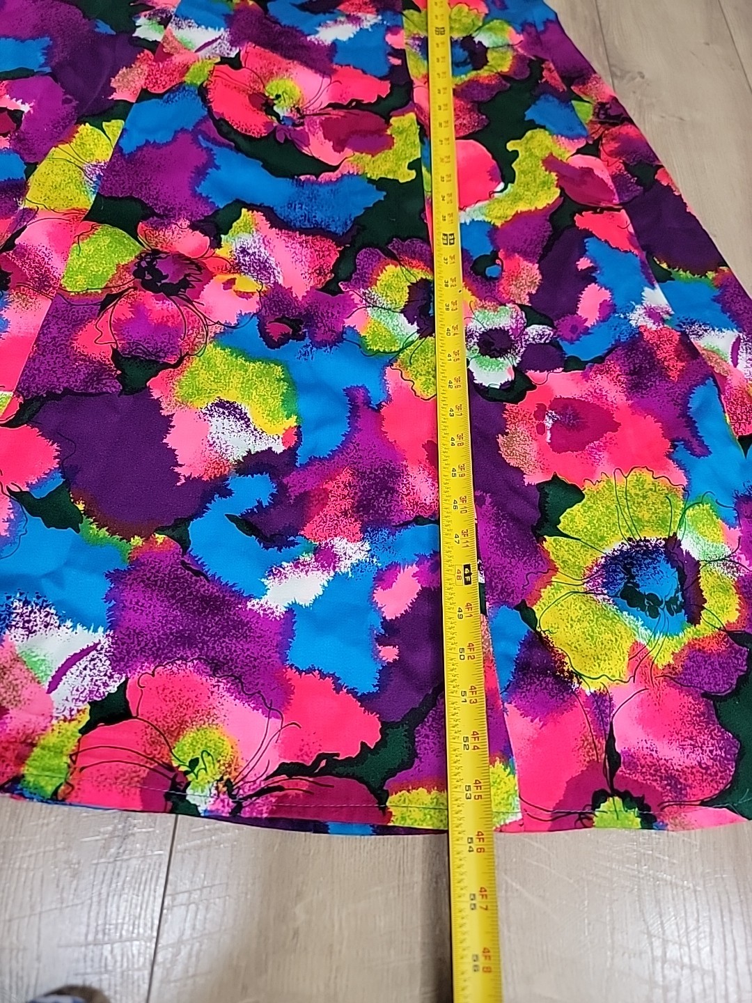 Vintage Psychedelic Tropical Hawaiian Ruffled Sleeves Mumu Maxi Dress