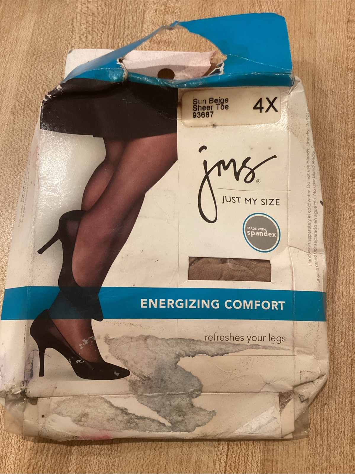 Vintage Pantyhose Just My Size JMS Sun Beige 4X Queen
