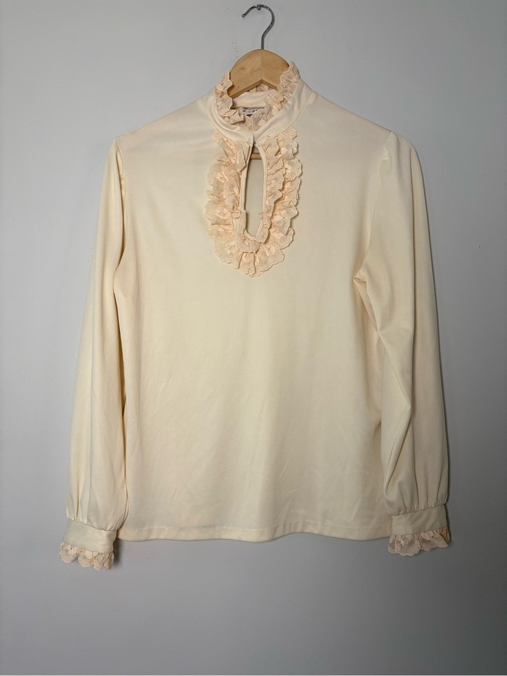 Vintage 1970s Tumbleweeds Ivory Lace Victorian Revival Blouse Romantic Boho
