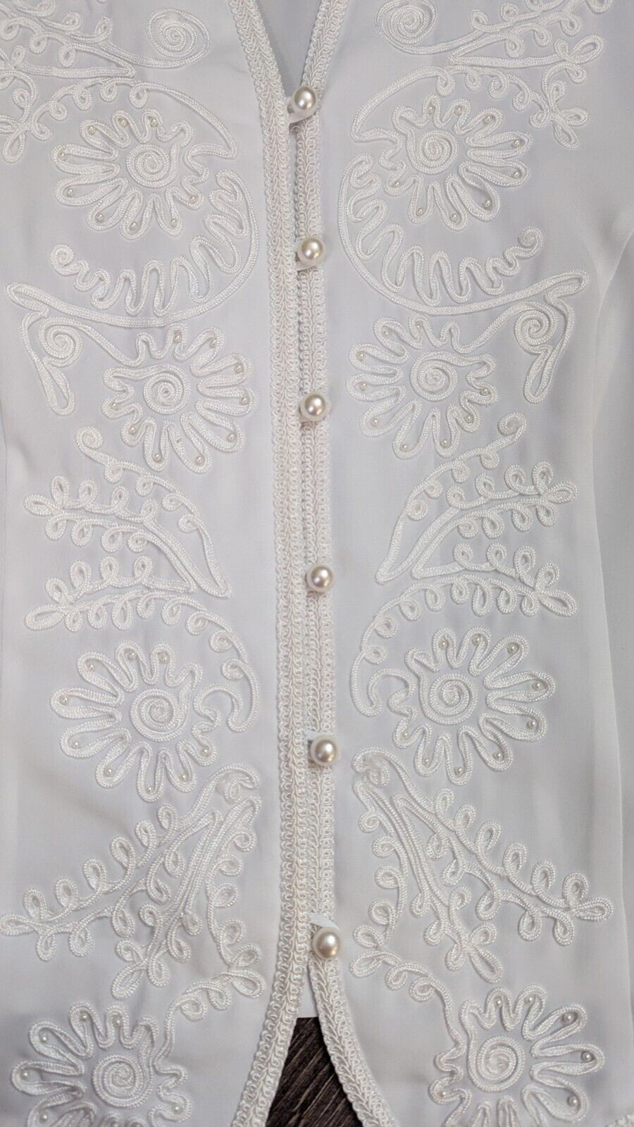 Just For Petites Vintage White Womens Blouse Size 8P (577)