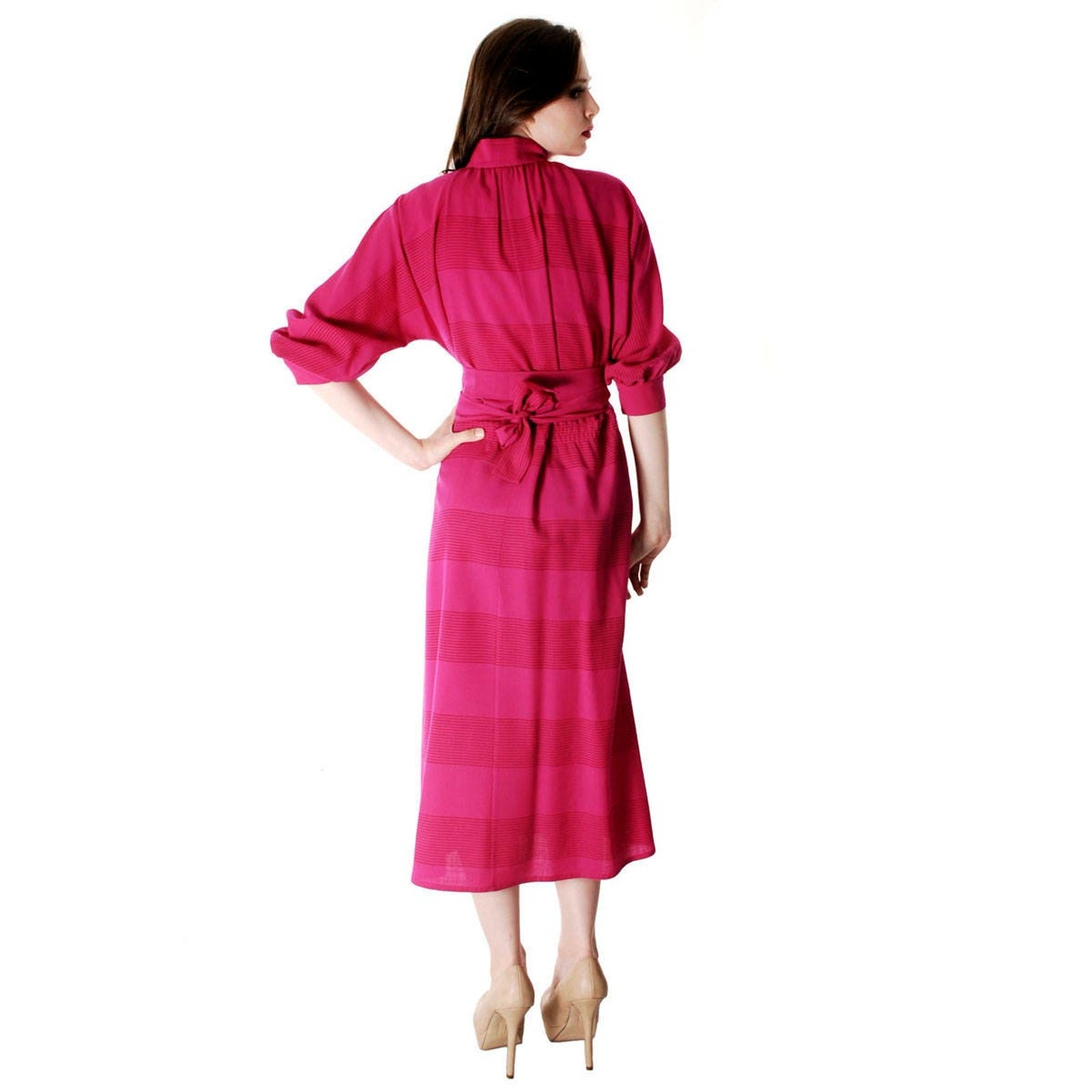 VTG 70s Vuokko Finland Fuchsia Wool Voile Coat Dress Nurmesniemi Marimekko Era