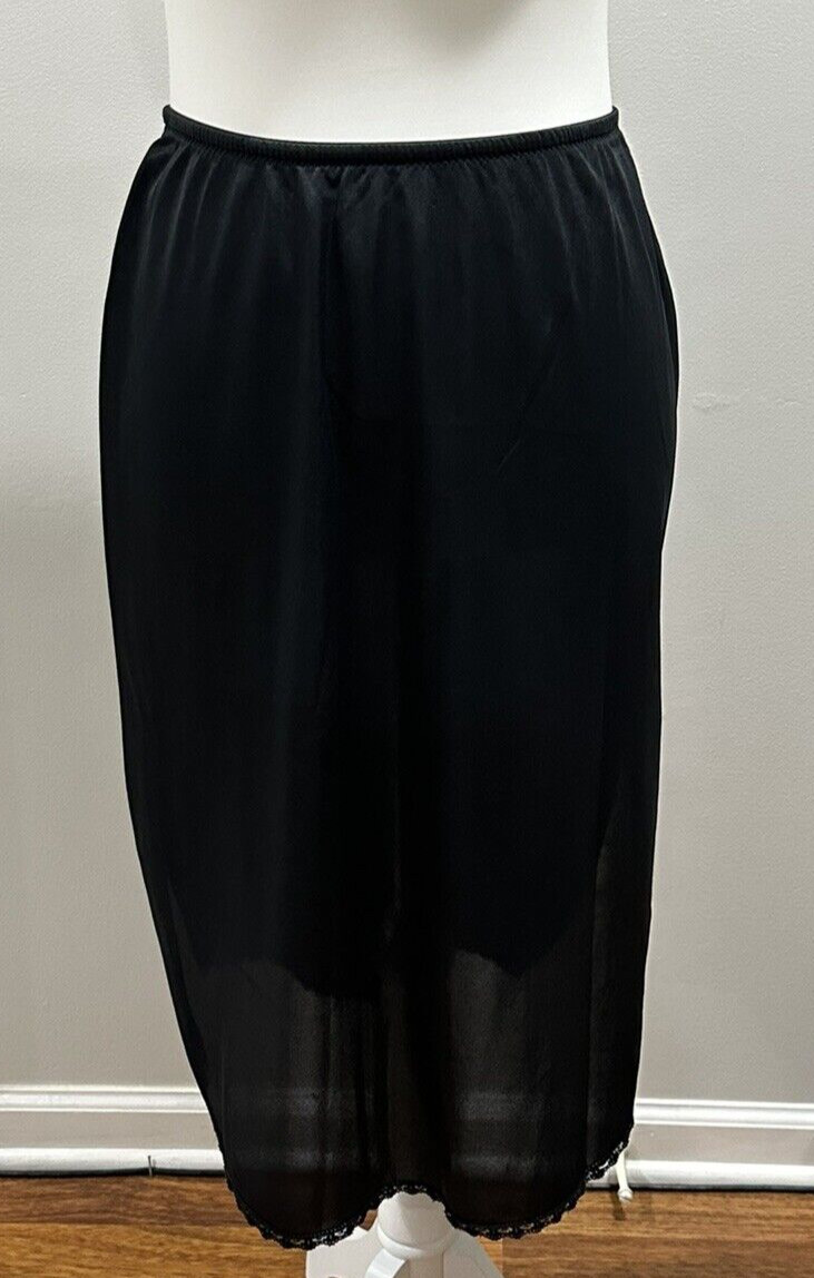 Vintage Formfit Rogers Womens Sz 10-12 Tall Black Half Slip Undergarment Lace 26