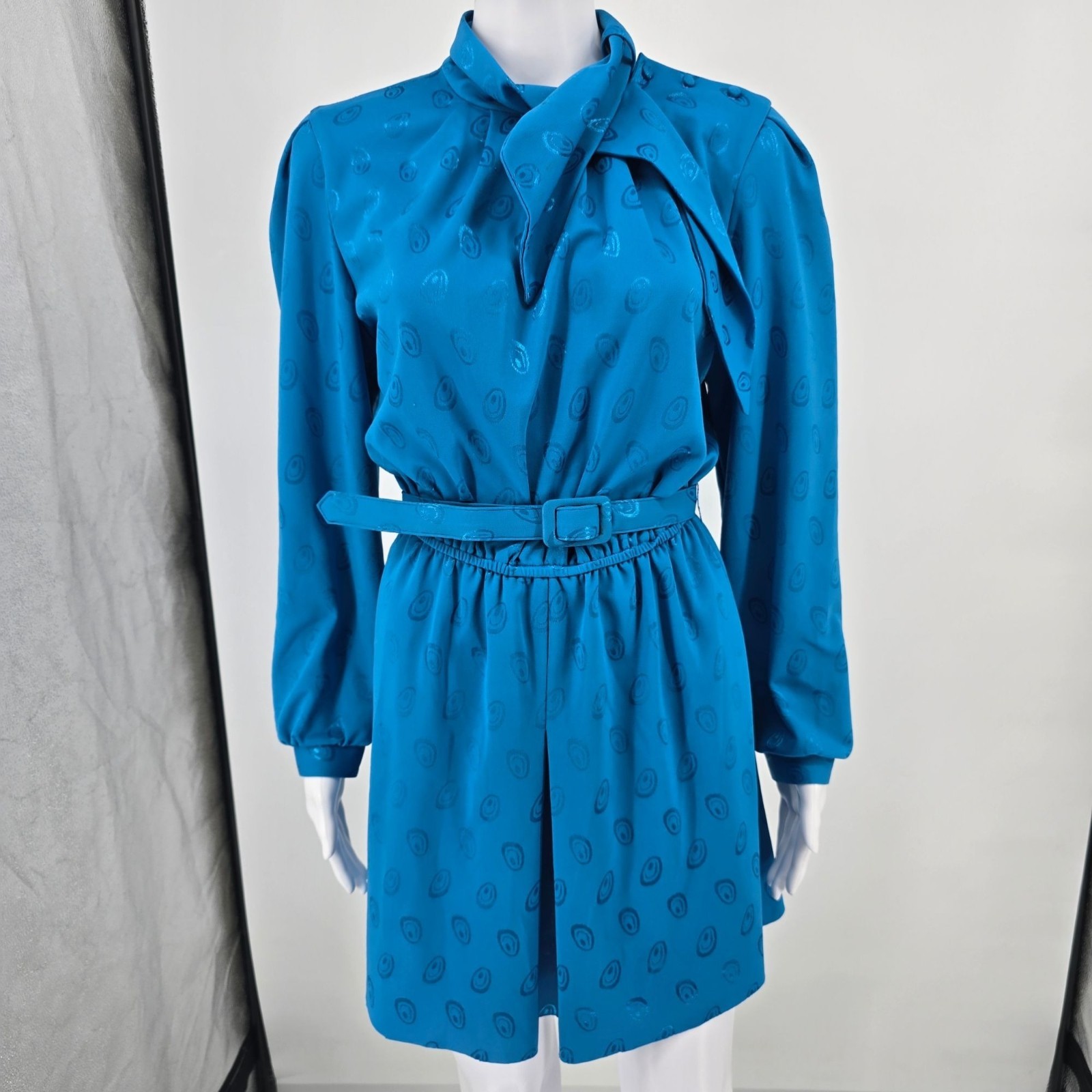 Vintage 1980s The Jones Girl Cobalt Blue Lavallière Secretary Dress (Size 8/M)