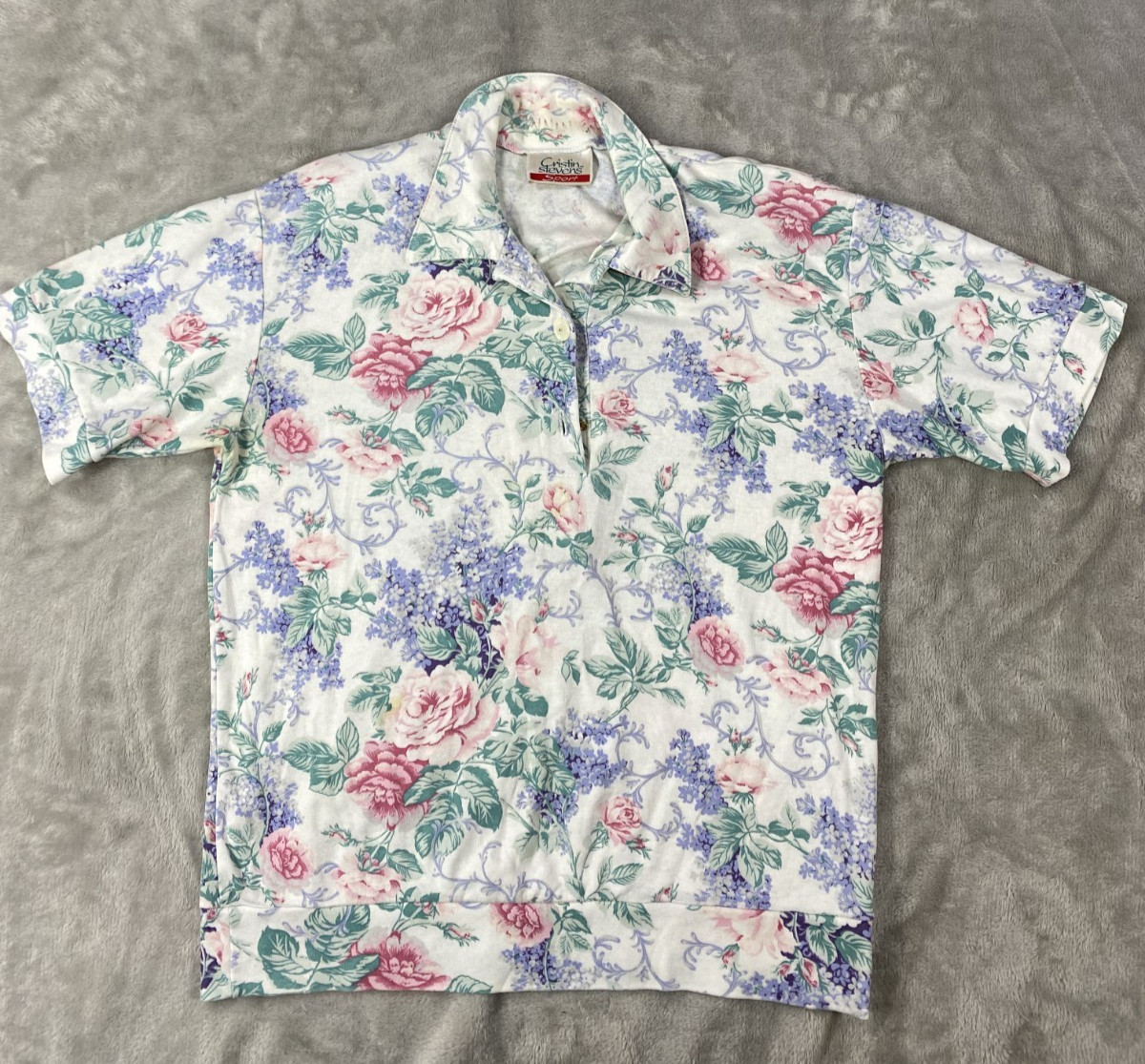 Vintage Cristin Stevens Shirt Women Medium Floral Multicolor 80s 90s Cottagecore