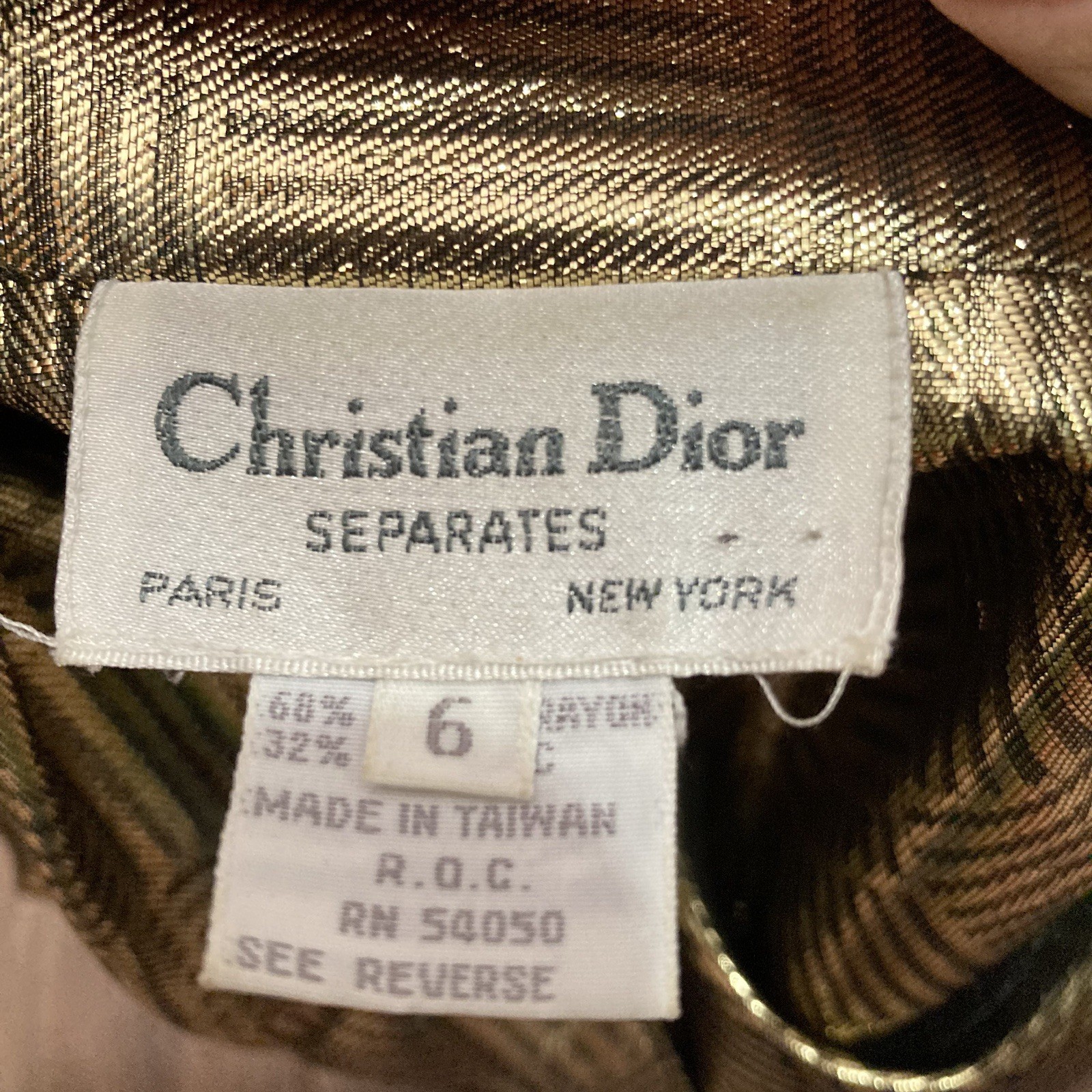 Authentic Christian Dior Gold Lamé Double Breasted Puff Sleeve Evening Jacket