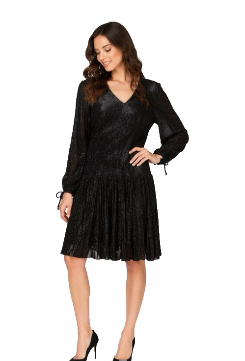 Vintage Saks Fifth Avenue Mr Mort Stan Herman Black Lurex Pleated Dress 10