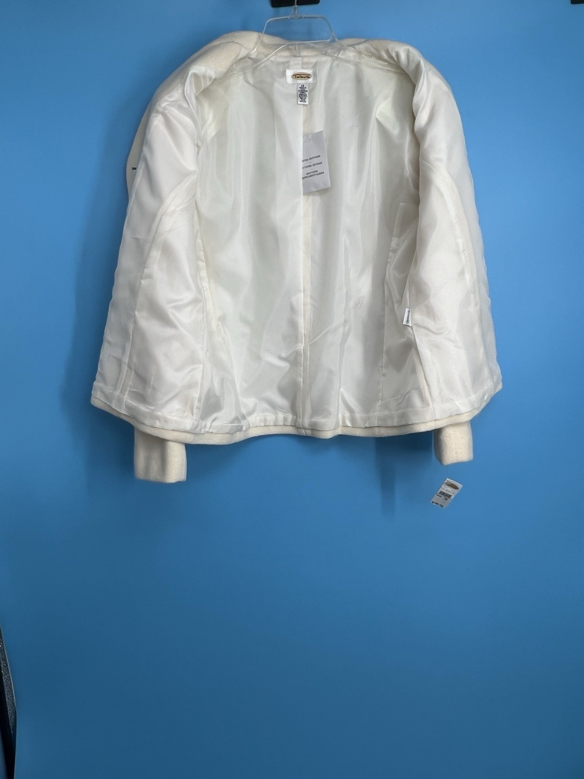 NWT Vintage Talbots Cream Wool Timeless Career Blazer Jacket Size: 16 Made USA