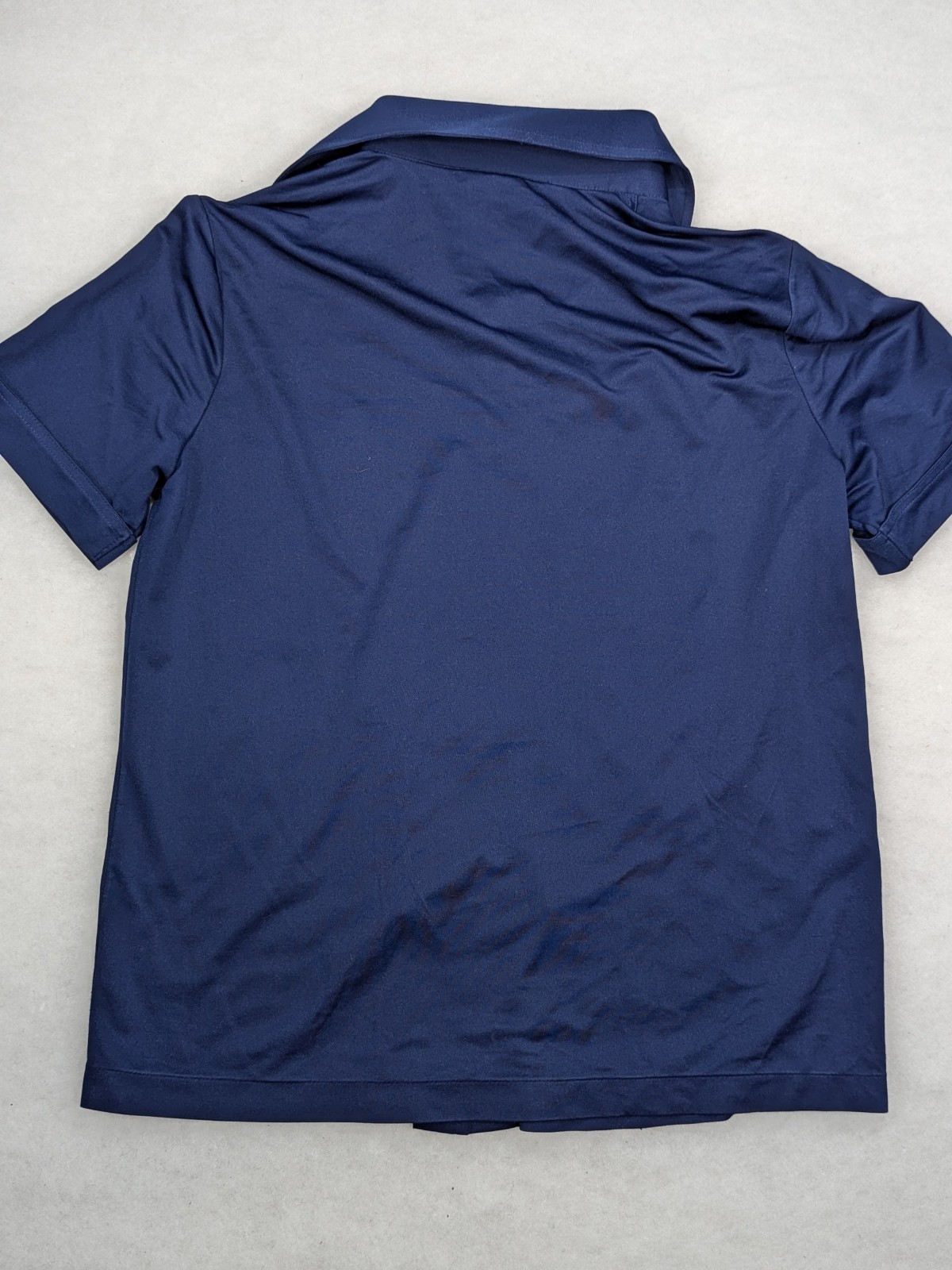 SEARS Perma Prest Vtg 60s 70s Navy Blue Btn Short Sleeve SHIRT TOP Women’s L 16