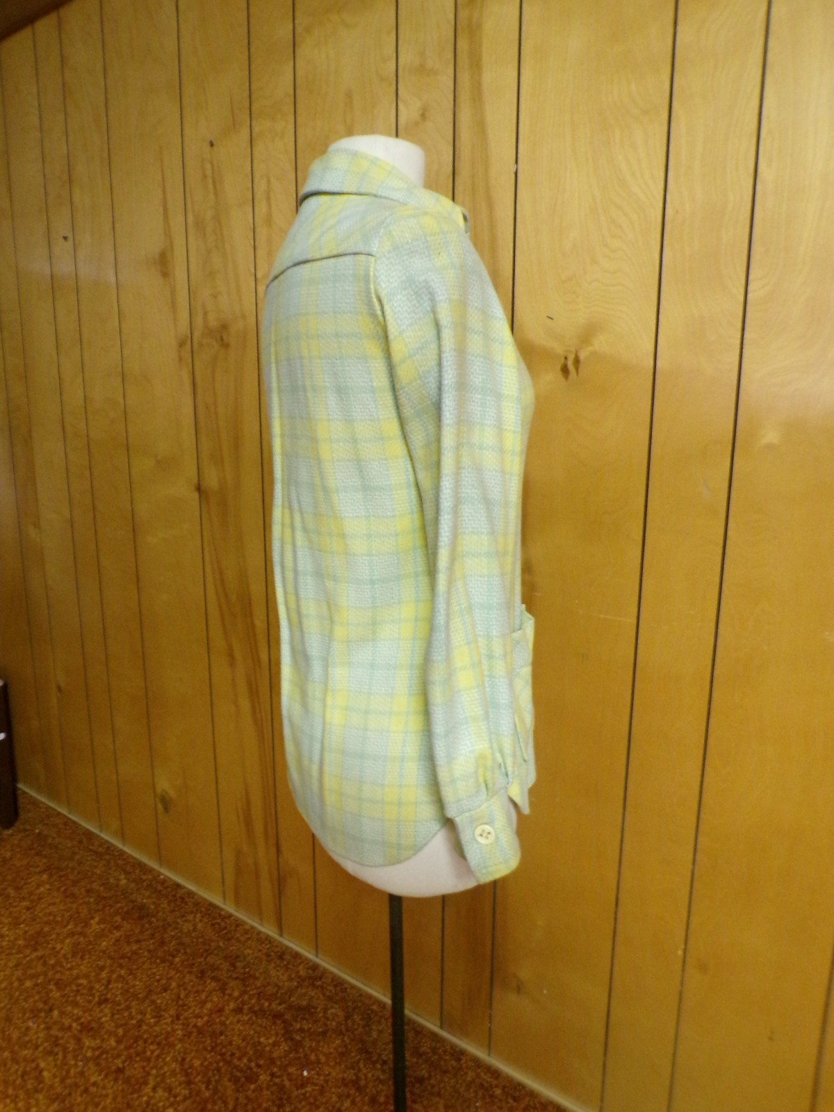 Vintage FOUR CORNERS Yellow Green Plaid Wool Jacket 34″ Waist