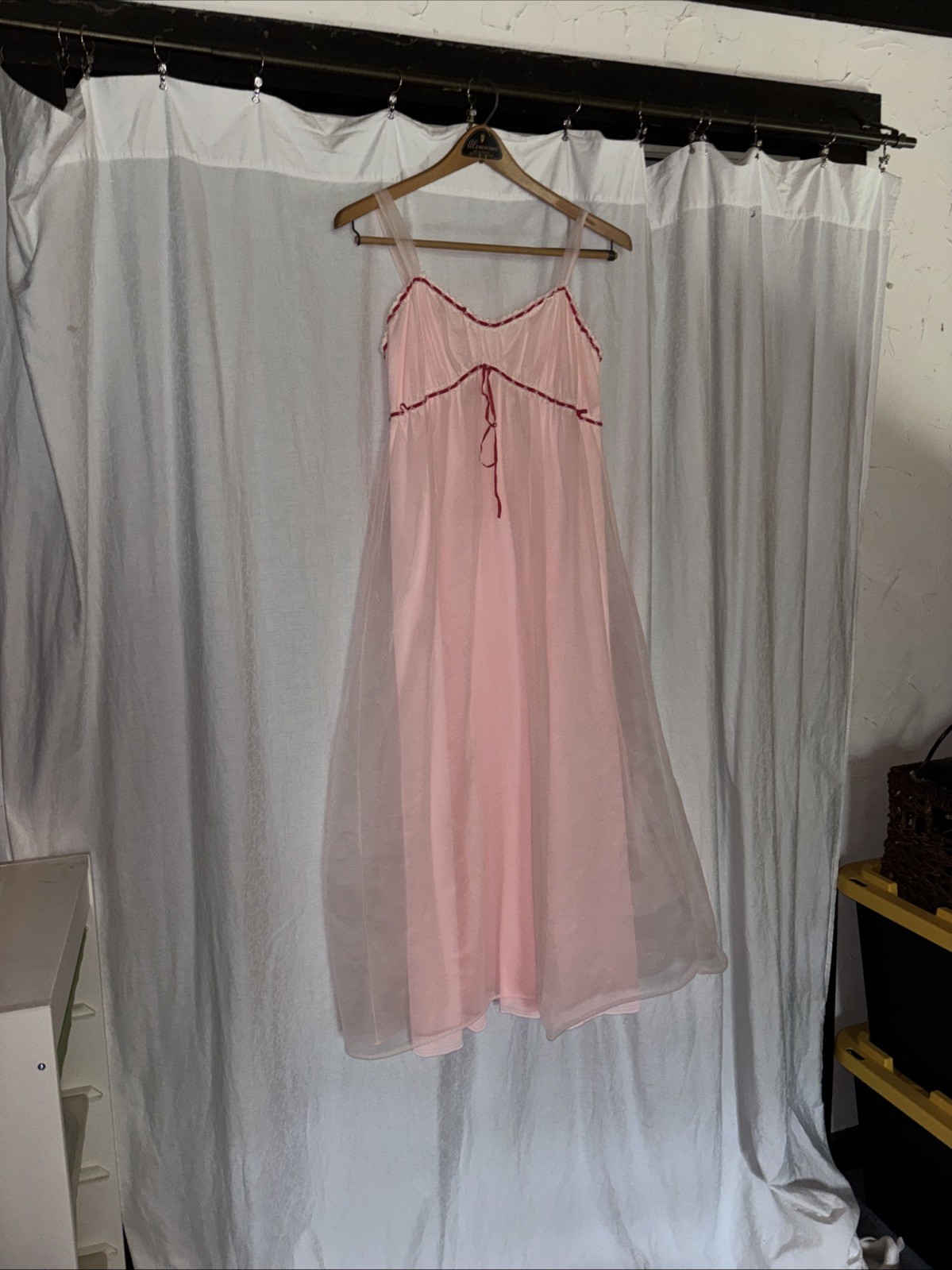 2pc Vtg LISETTE Nightgown PEIGNOIR Robe BABYDOLL Sheer Gown Al Sterling Pink 60