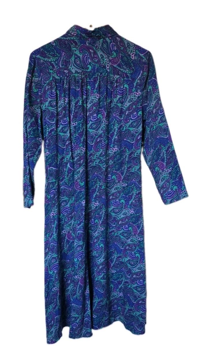 Vtg 80s Avon Fashions Jewel Tone Paisley Shirtwaist Midi Dress Rayon 9/10
