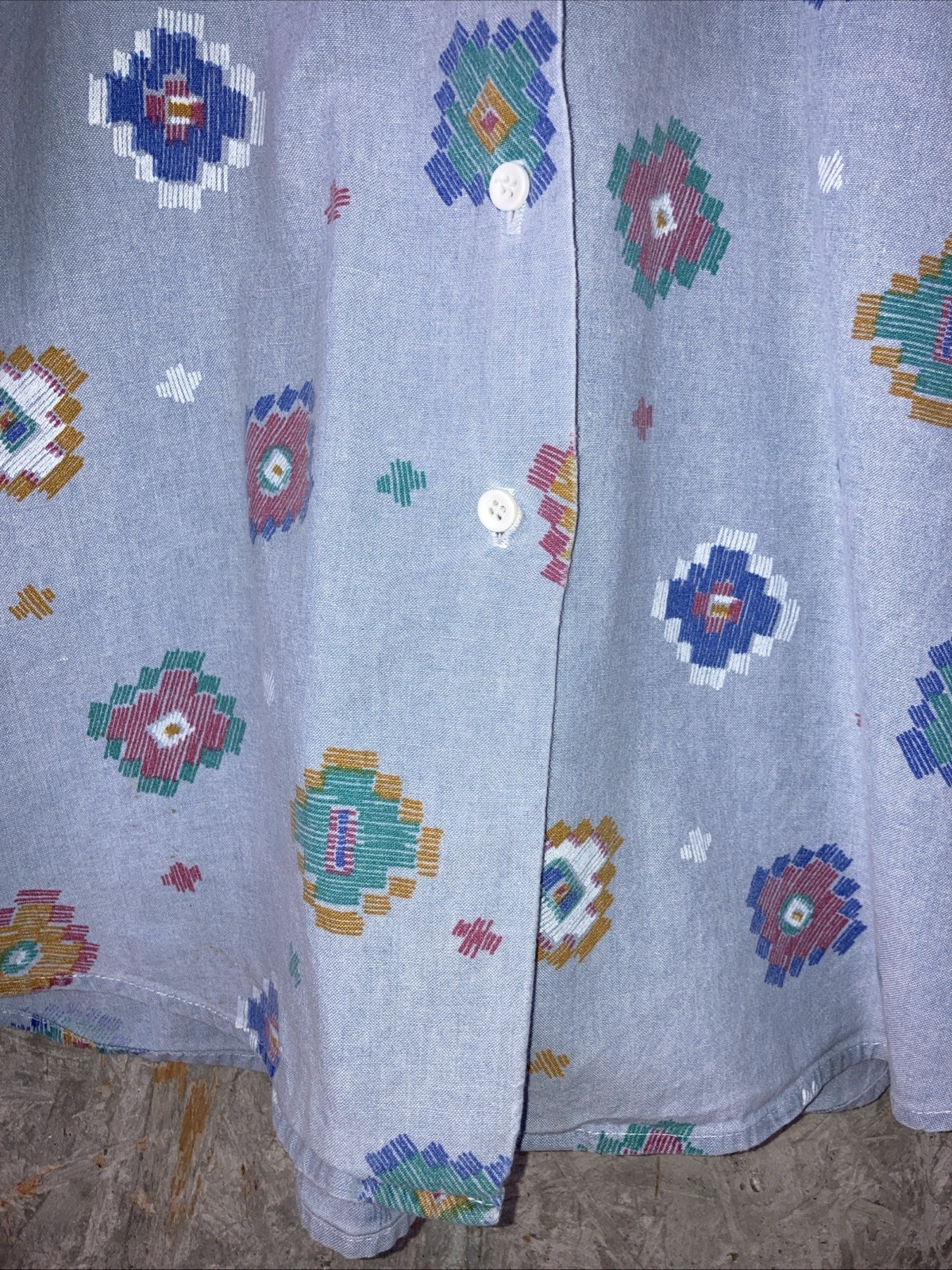 Vintage 90s Lady Diplomat Size 16 Blue Southwest Short Sleeve FAIR