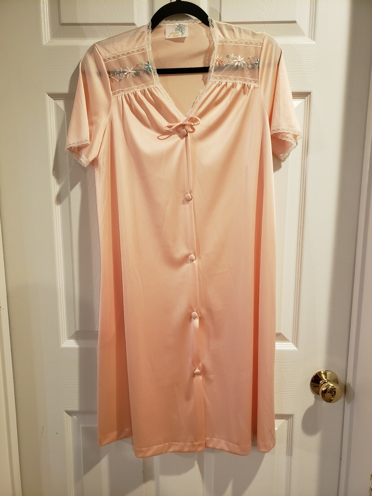 Women’s Vintage JOLIE TWO House Coat/Robe Duster Lightweight Embroidered Size XS