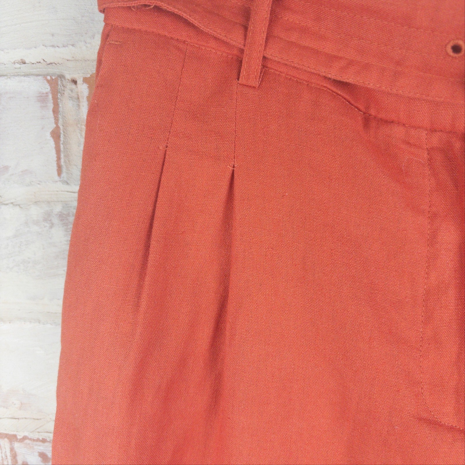 House of Harlow 1960 Rust Linen Blend Belted Wide Leg Pants Size 8 Boho Chic Y2K