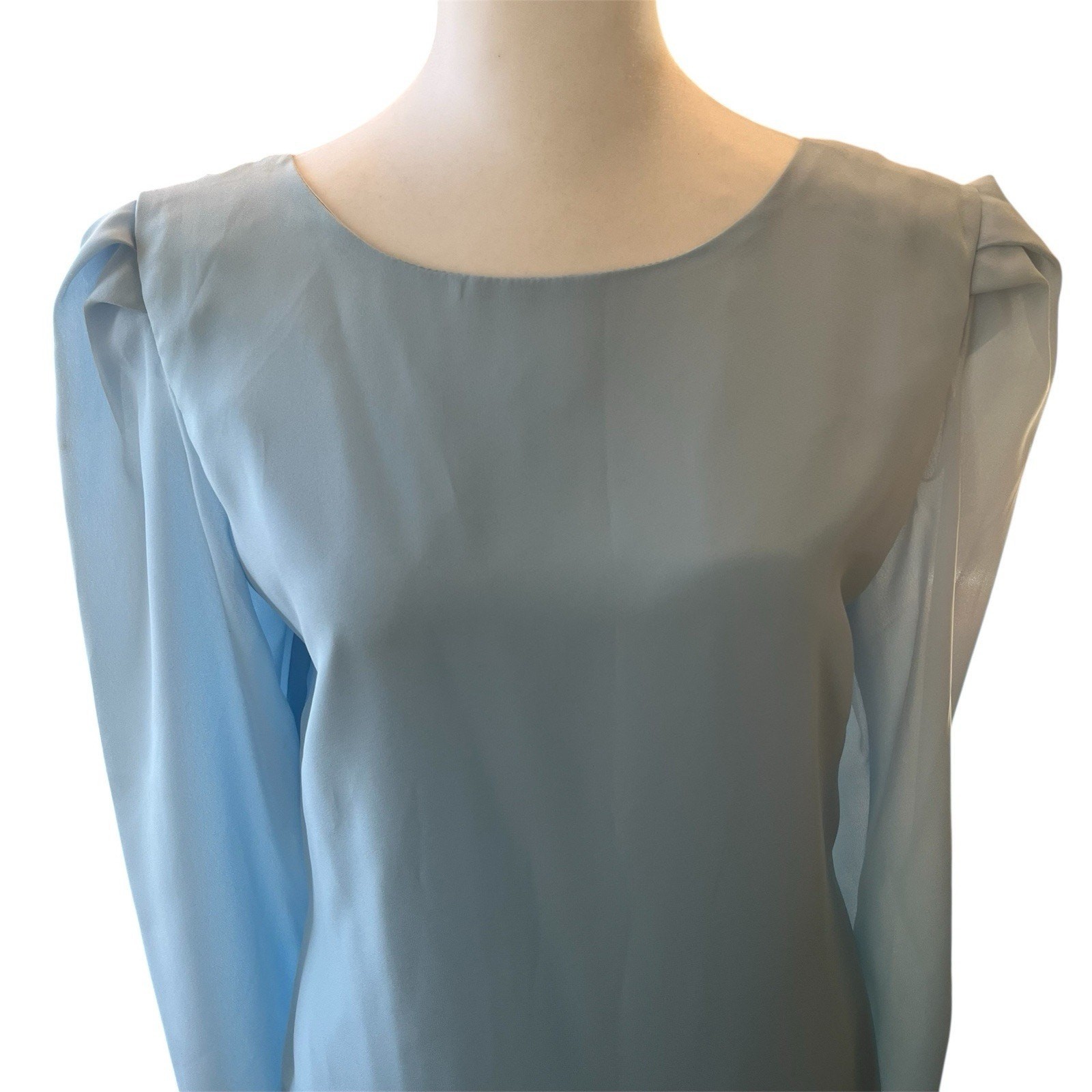 Vintage Drop waist Long sleeve Blue Dress