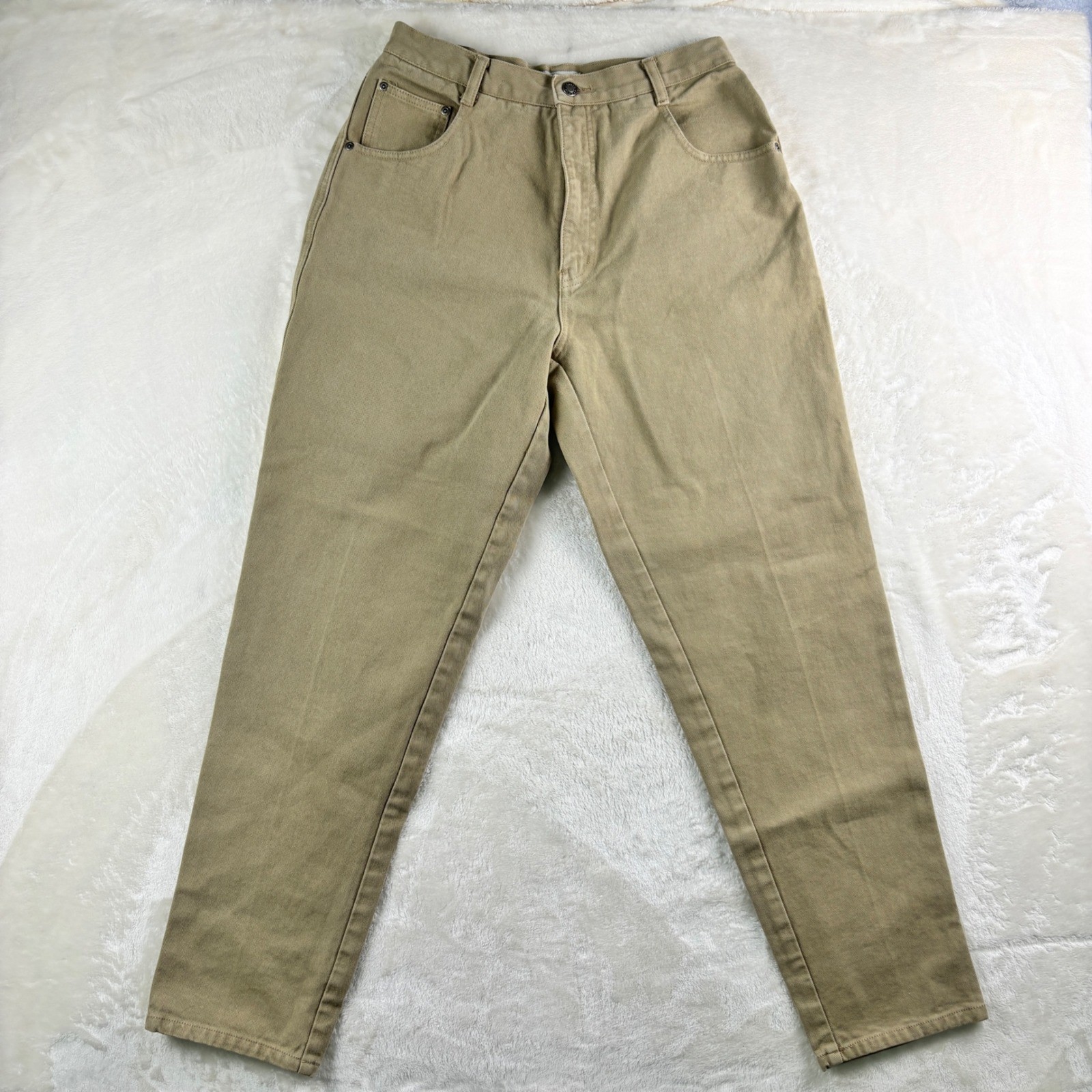 Vtg 90s Nuovo County Seat Jeans 13/14 Tan Khaki High Rise Mom Jeans Tapered Leg