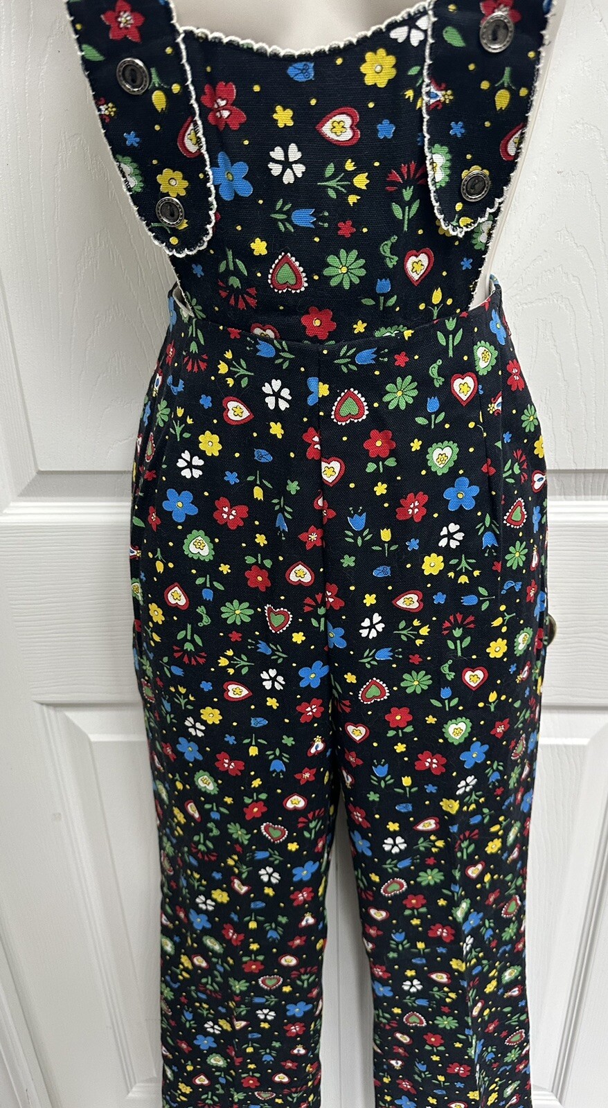 Rare 1970s Novelty Folk Art Print SZ 5 Jumpsuit Playsuit Overalls PRISTINE
