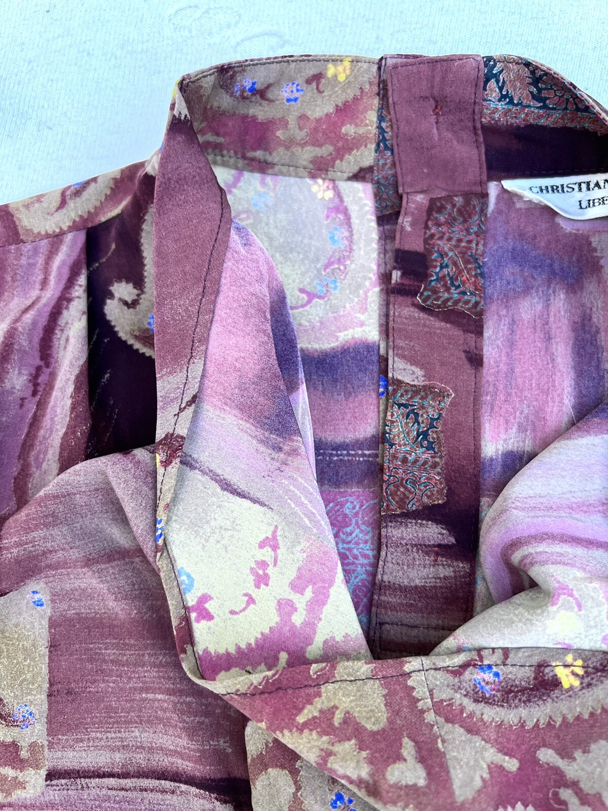 Christian Aujard 90s Vtg Paisley Cowl Blouse LS Pullover 86/90cm Japanese import