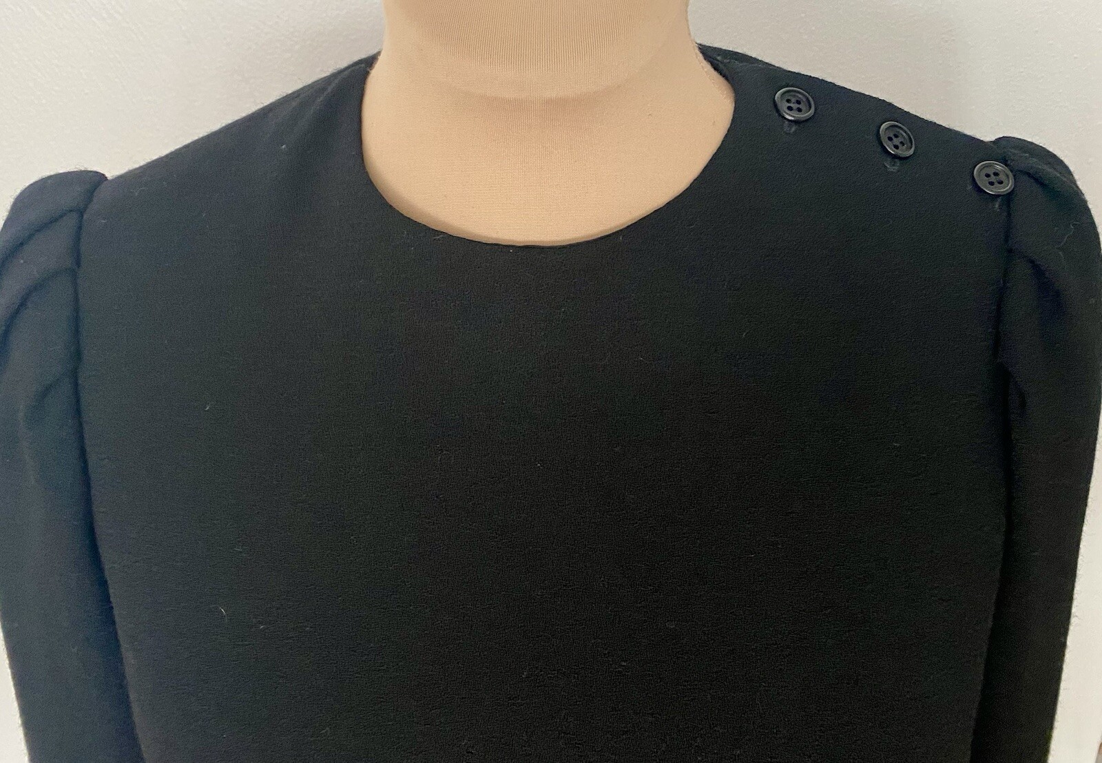 Vintage 60s Sheath Dress *Size 12* Button Shoulder Long Sleeve Column Dress