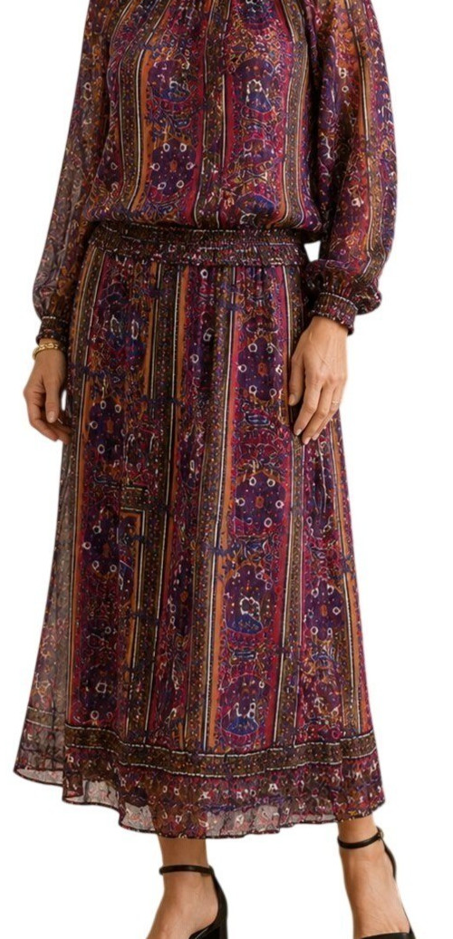 Vintage Leslie Fay Women’s 12 Resort Skirt Set Paisley Cruise Vacation Glam