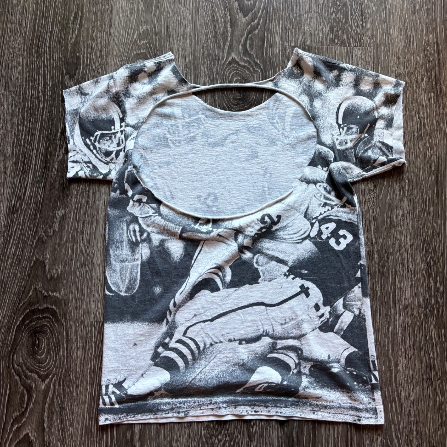 Vintage 90’s AOP Football Chopped Low Cut Custom Top