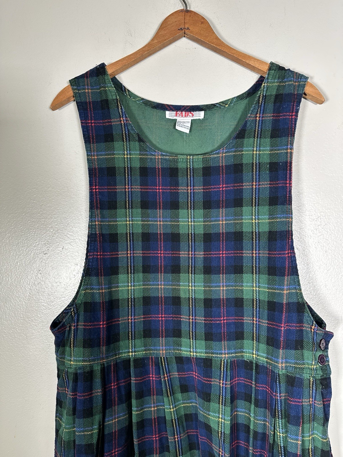 1980s FADS brand plaid corduroy jumper Tartan Plaid L Dress