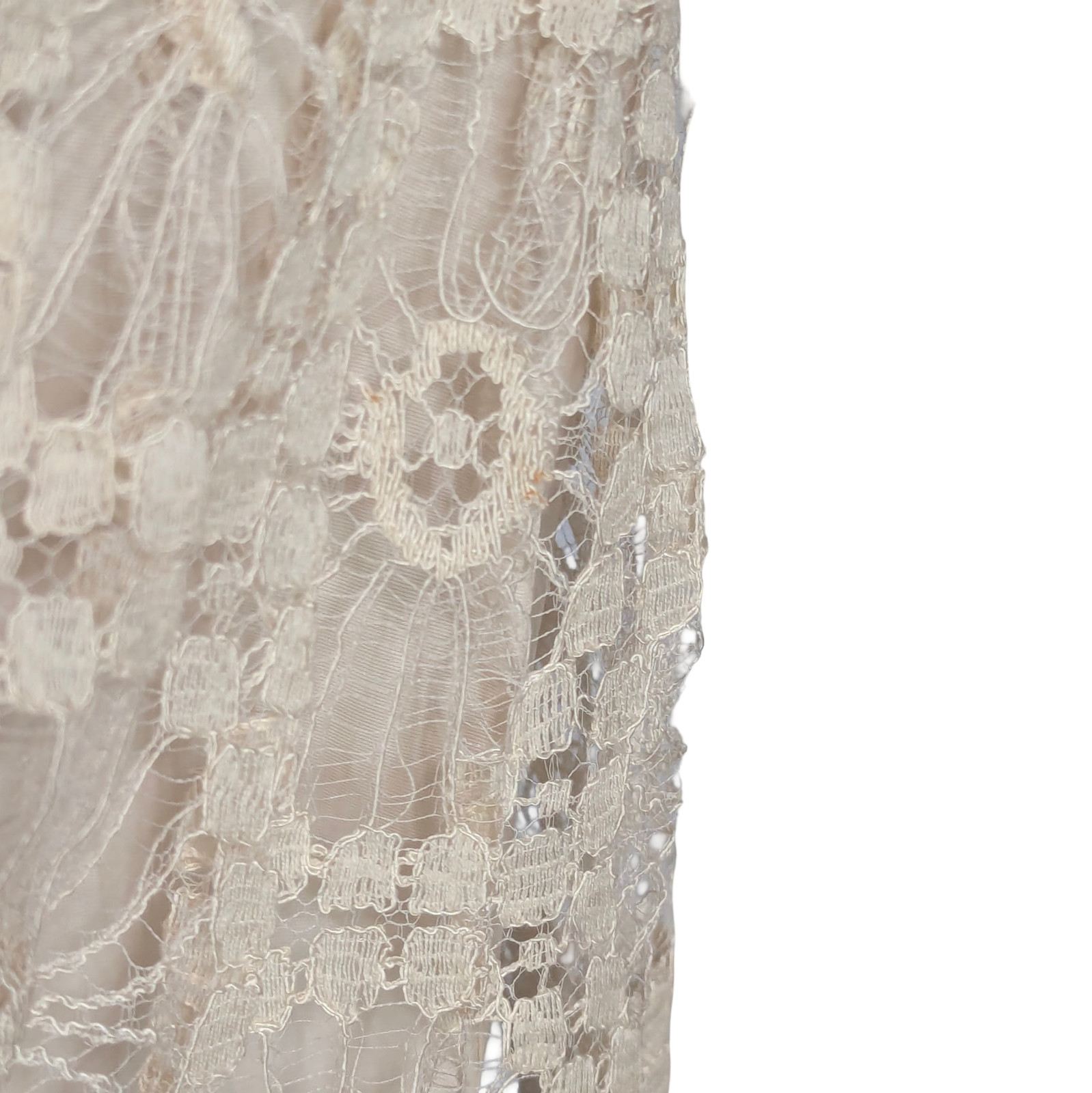 Vintage 1960s Saba California Women’s Small Ivory Lace Sheath Dress Wedding