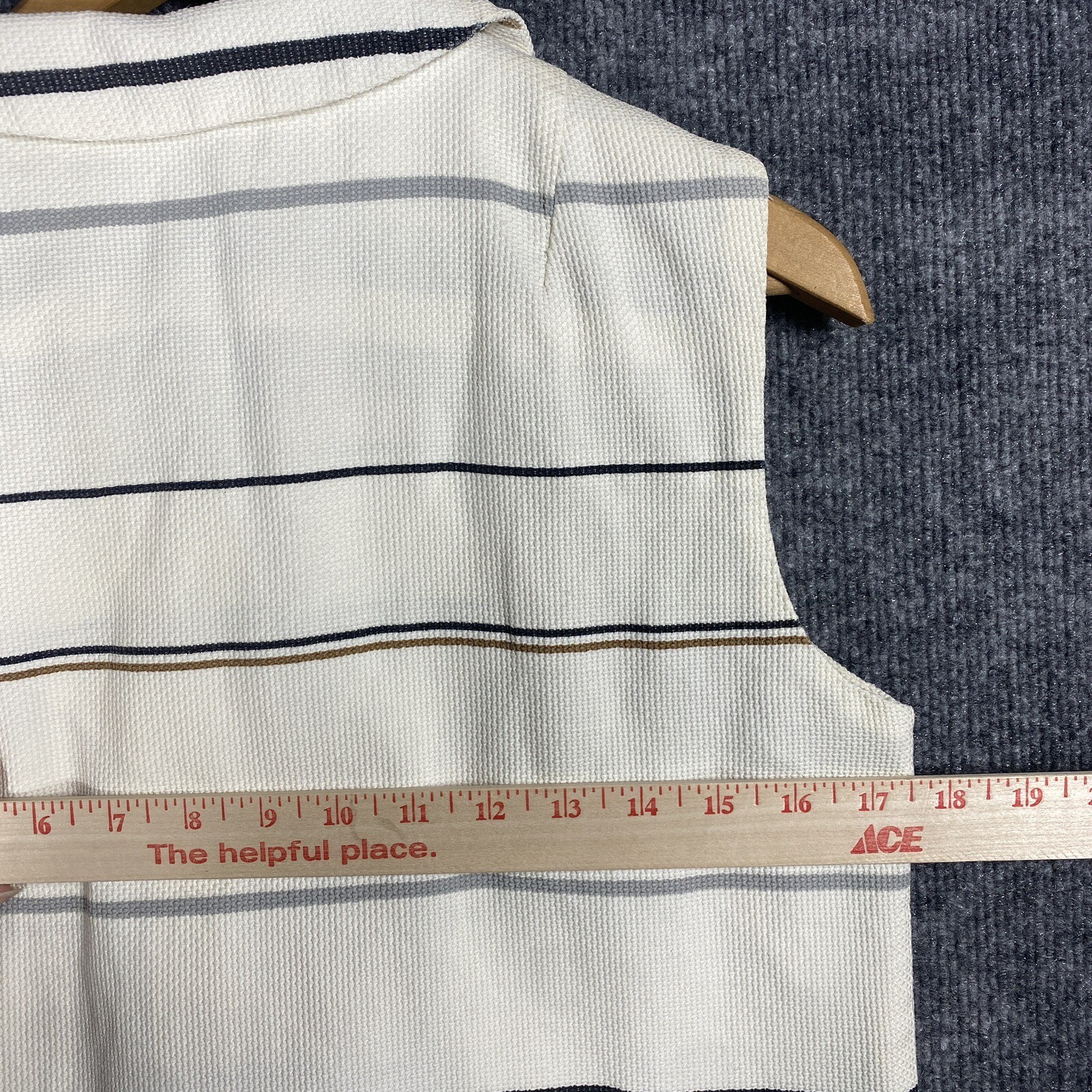 VINTAGE 50s 60s Mod A Line Shift Dress Size 14 Striped Button Up Collar 1960s