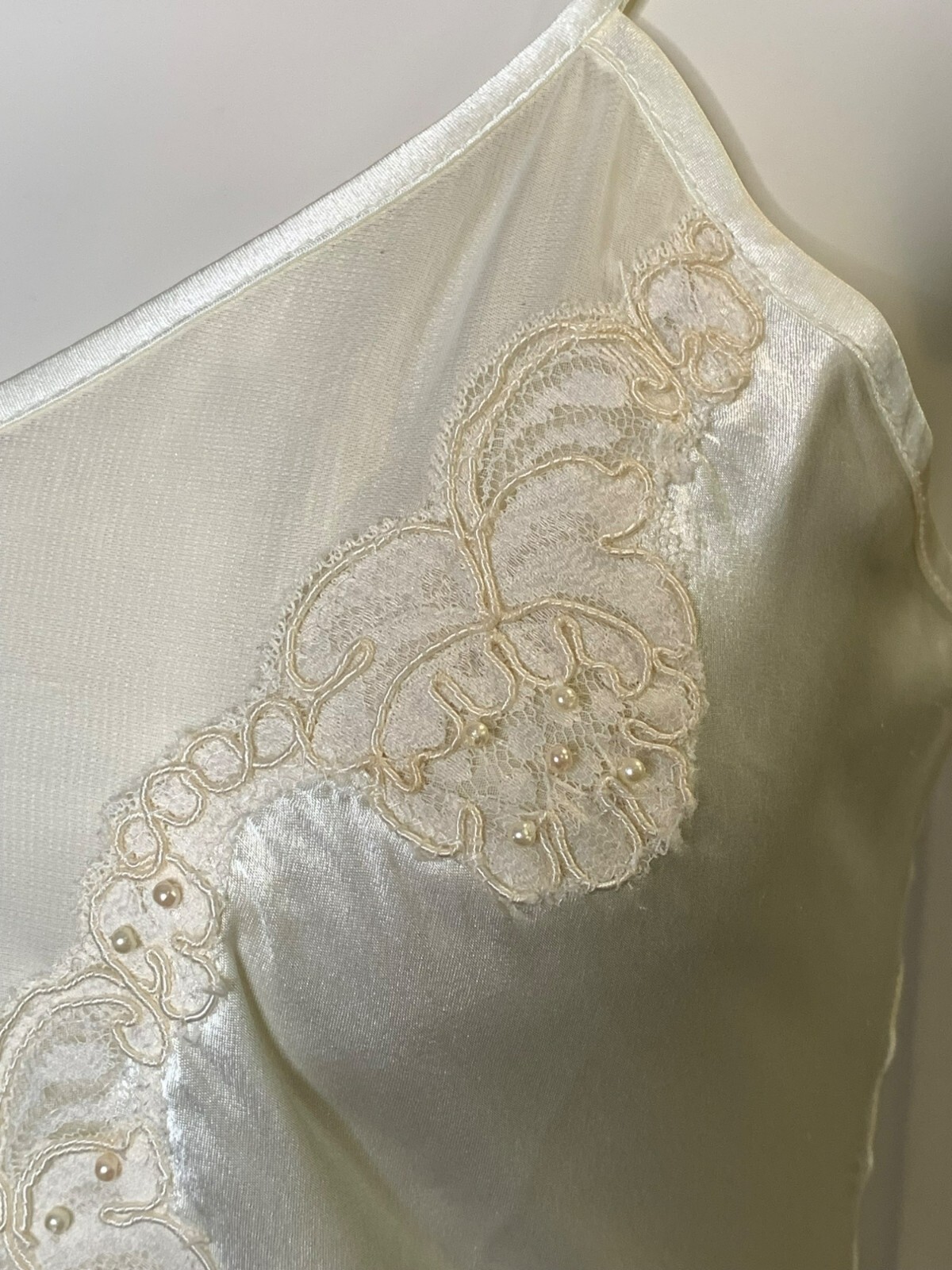 VTG Victoria’s Secret Gold Label Satin Lace Slip Dress S Ivory Chiffon Nightgown