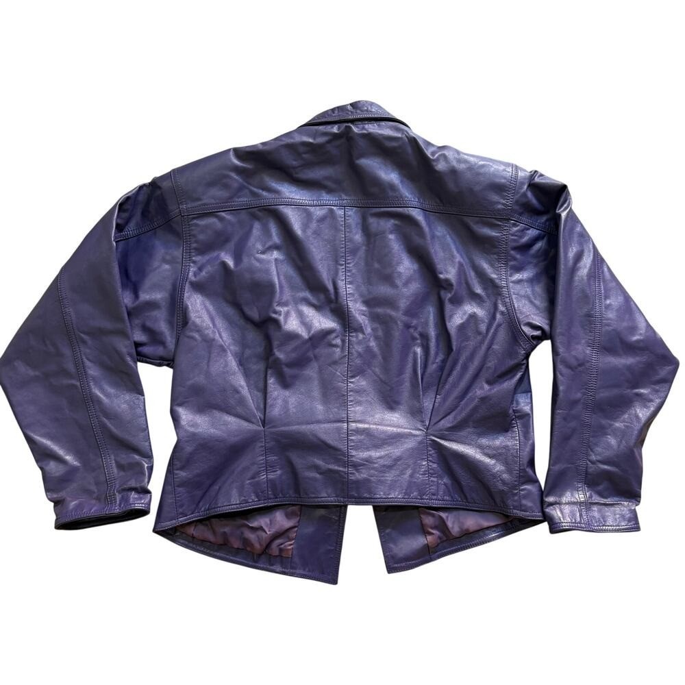 Vintage 80’s Wilsons Leather Women’s Purple Cropped Waist Jacket Tie Belt Large