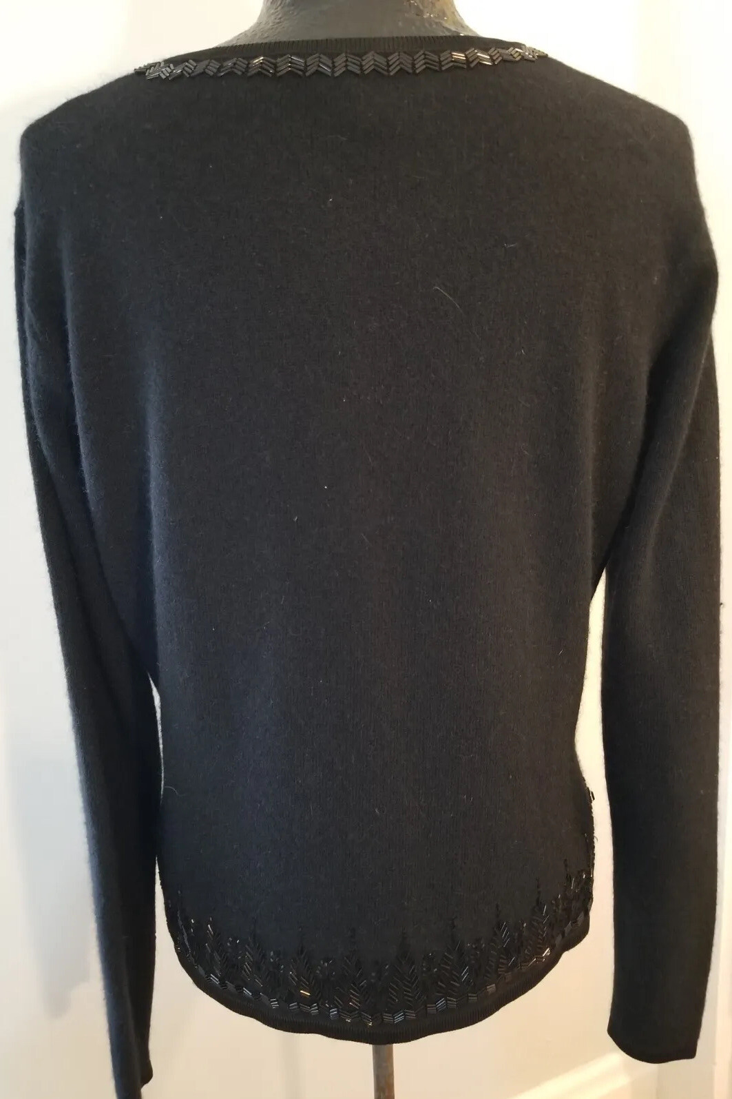 HAROLDS VINTAGE INSPIRED BLACK BEADED SWEATER ANGORA LAMBSWOOL BLEND B=37