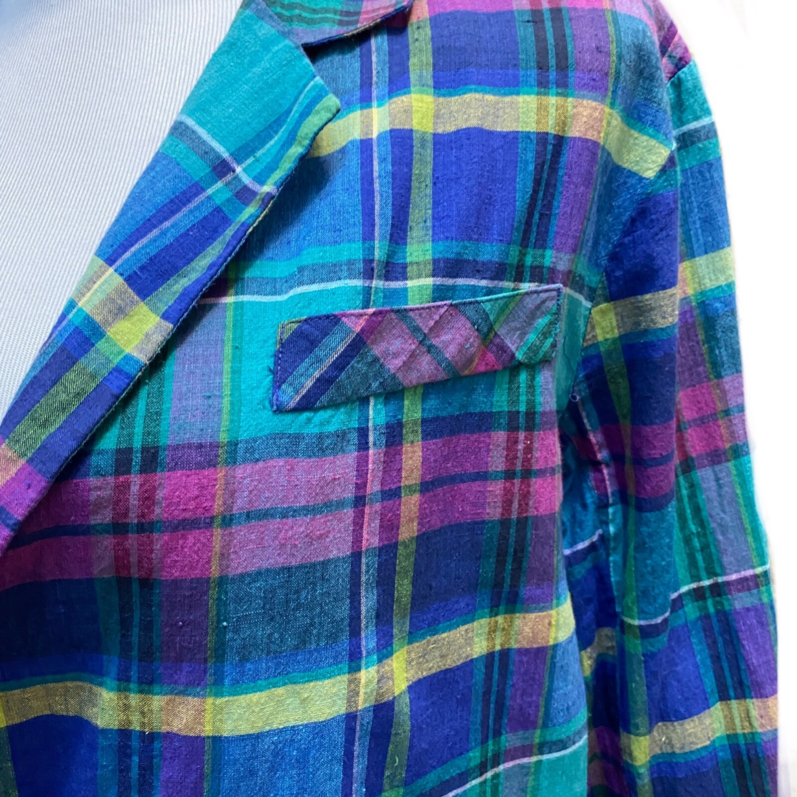 Vtg Plaid Jacket Blazer Chest 40in. Preppy Madres Sporty Academia OBR Summer d