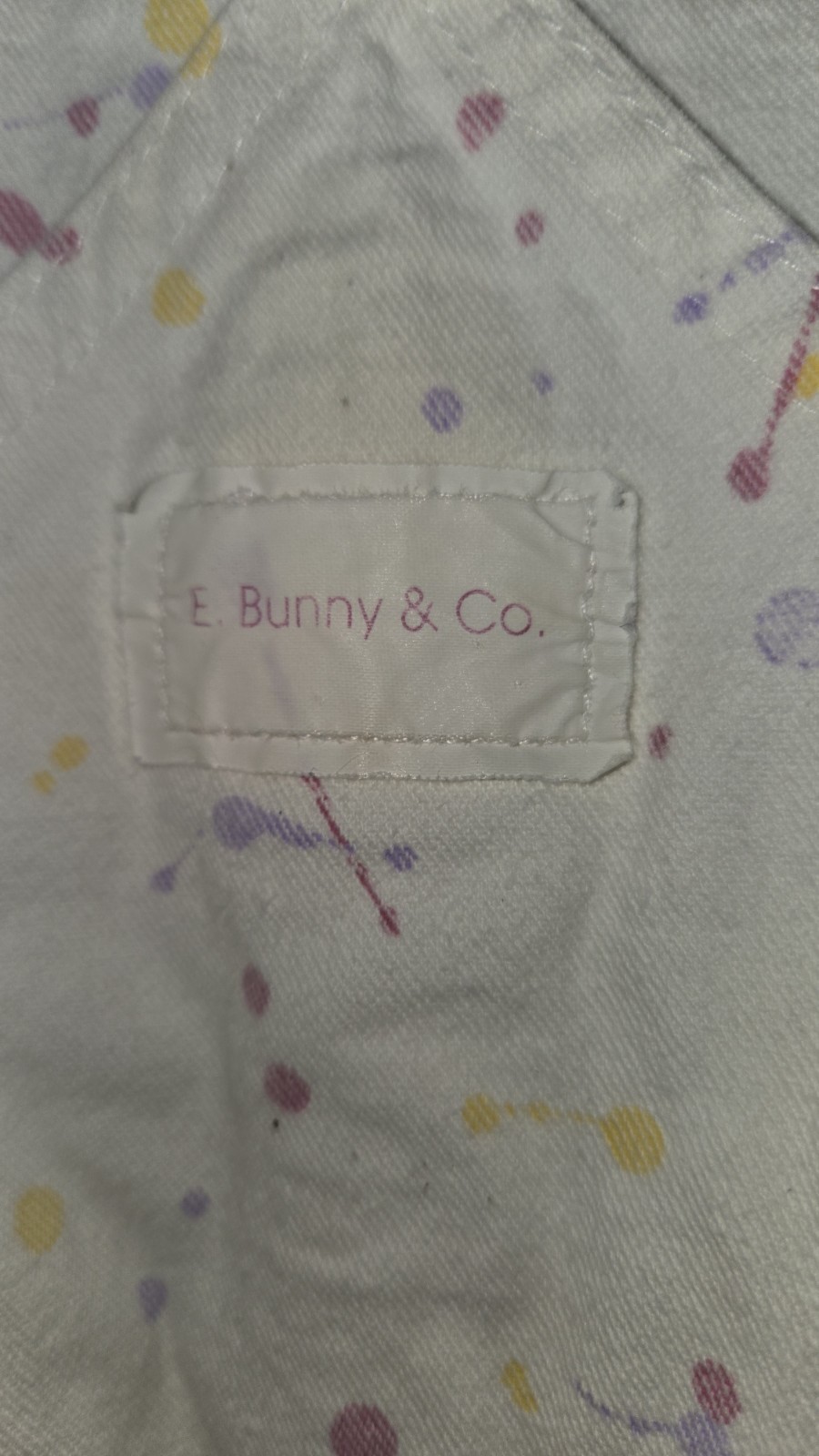 Vtg 90’sHallmark E.Bunny & Co Paint Splatter Cotton Overall Size L Rare Find