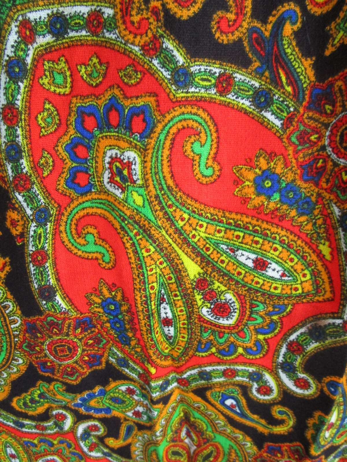 Vtg 70s Hippie Hostess Gown Psychedelic Lounge Paisley Print 2 Tone Maxi Dress