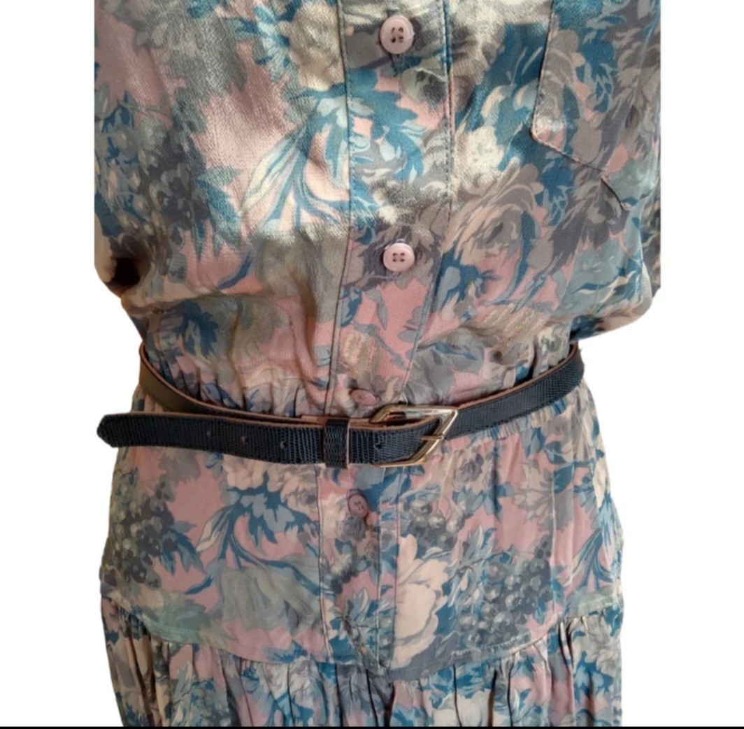 VTG 80s Donna Morgan For Non Stop Floral Drop Waist Midi Dress ILGWU USA Made 3/