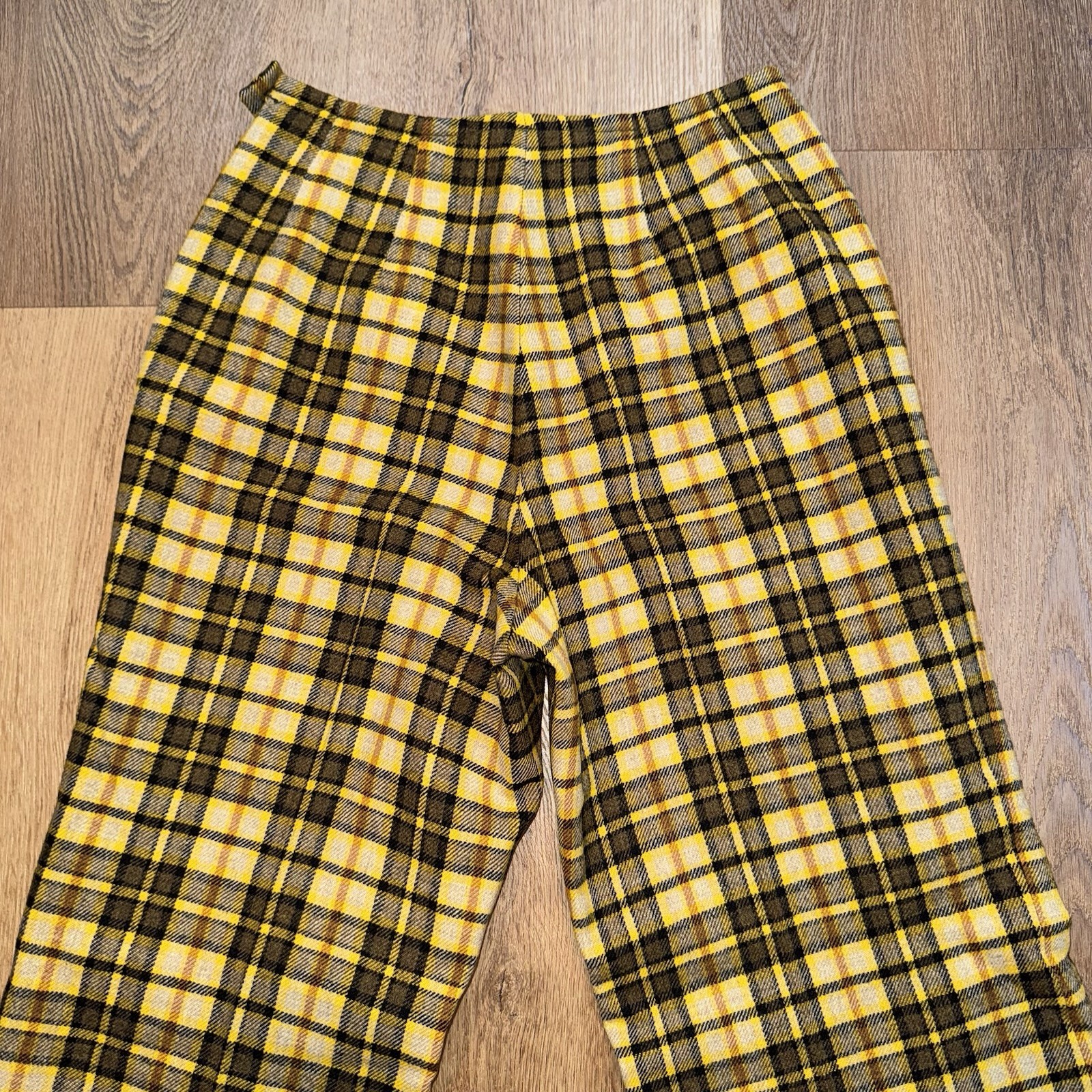 Vintage Pendleton Pants Womens 10 Wool Dress Slacks MCM Mod Disco Tartan Plaid