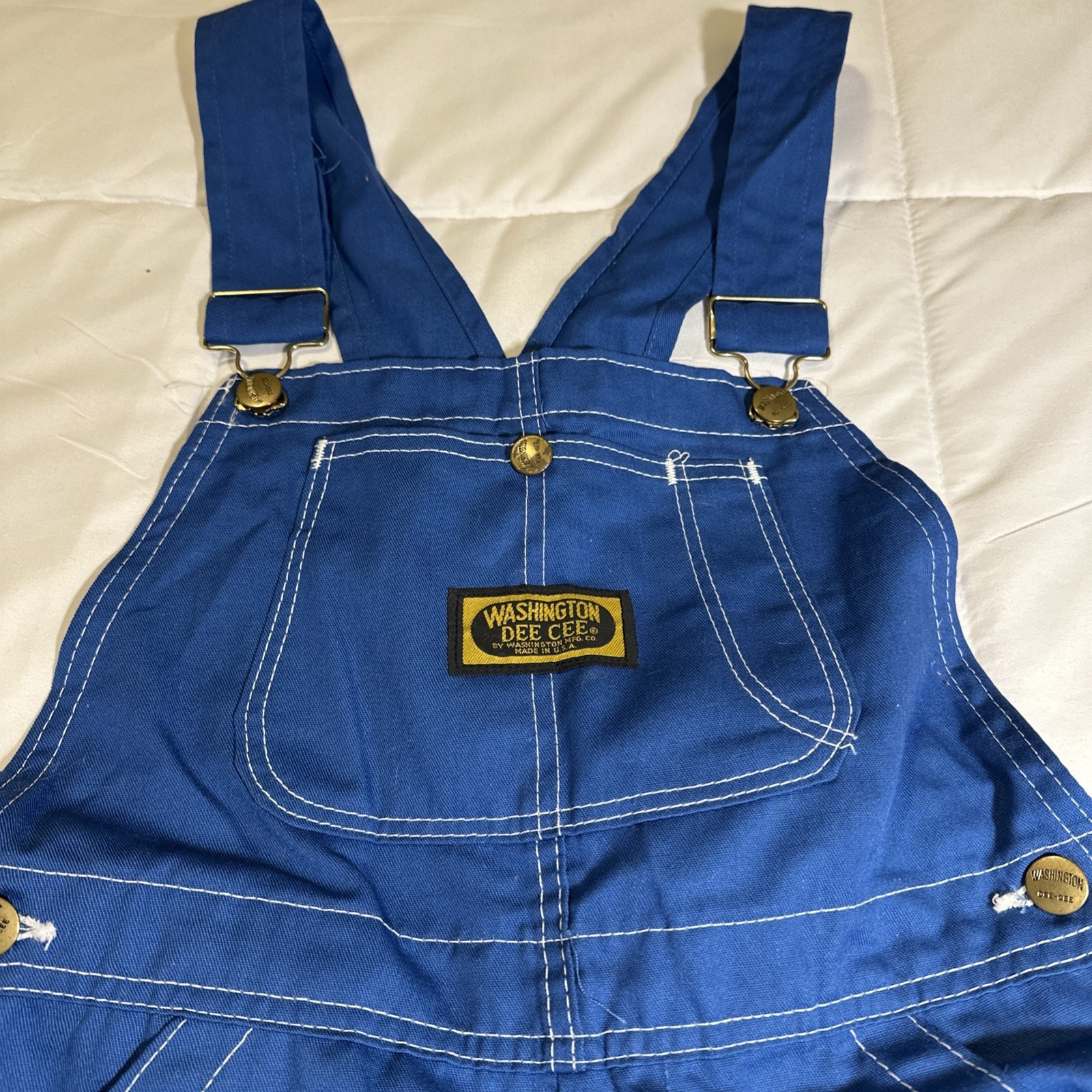 Vintage Deadstock Washington Dee Cee Overall Shorts Blue Size 9 Made in USA