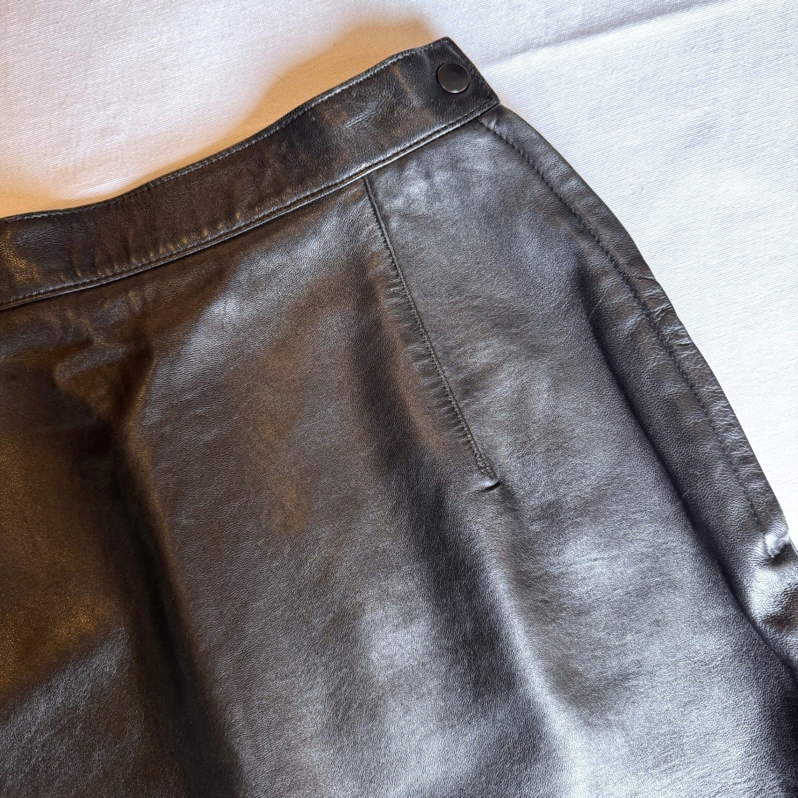 Vintage Maxima Design Studio Black Leather Pencil Skirt USA High Waist Lined
