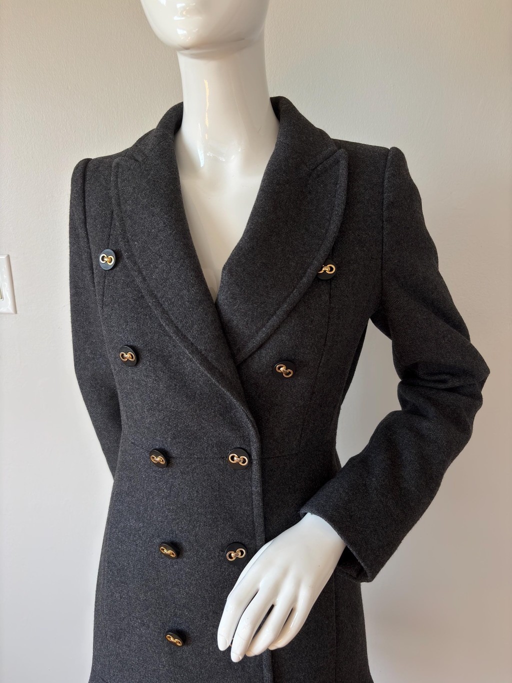 Vintage MAX&Co. Gray Wool Coat Women US 2 IT 38 Double Breasted Fit Flare Design