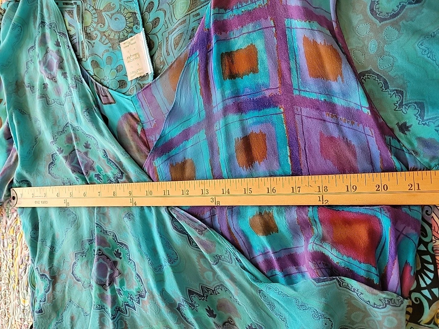 Vtg URU Womens Maxi Dress One Sz Oversized Tiered Lagenlook Drop Waist Floral