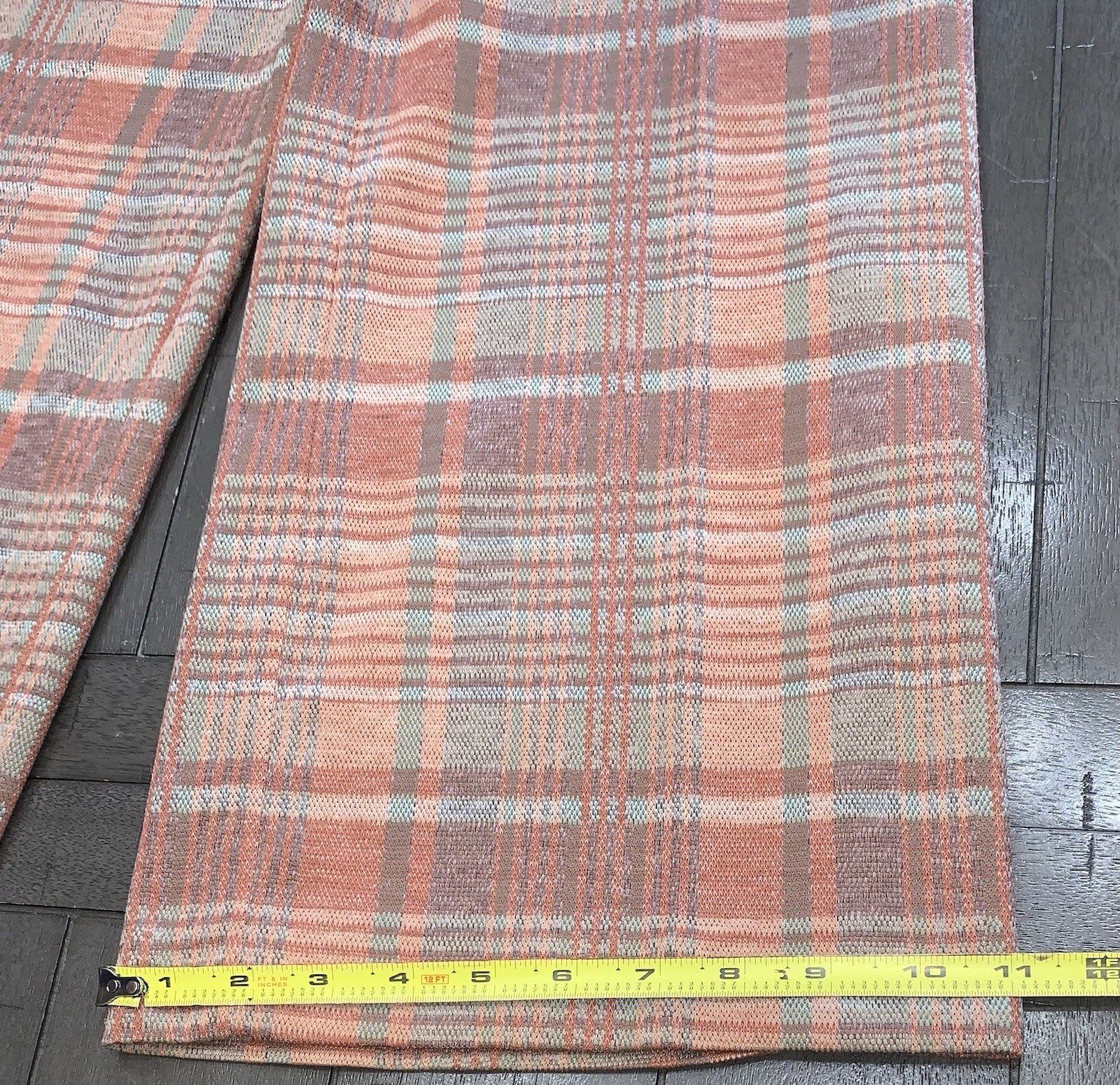B7 VTG 25×30” SM GRAFF 60s PANTS RUST/TAN PLAID MCM FLARED MOD/GOGO DISCO PULLON