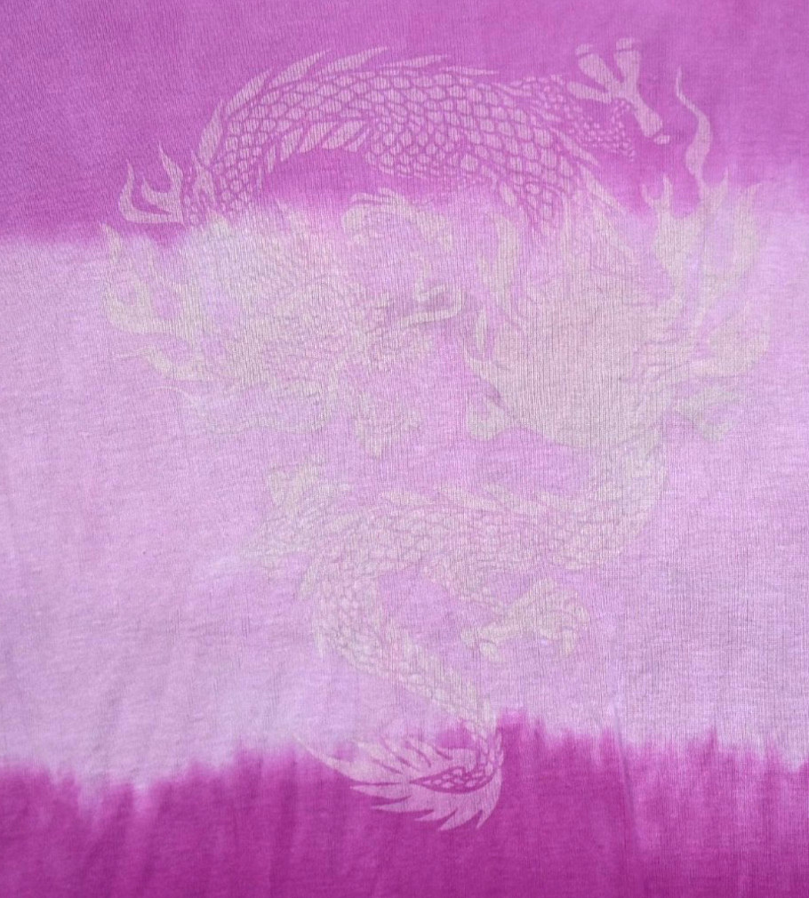 Y2K Blue Asphalt T Shirt Babydoll Tee Tie Dye Dragon Pink Fuchsia MED VTG 2000s
