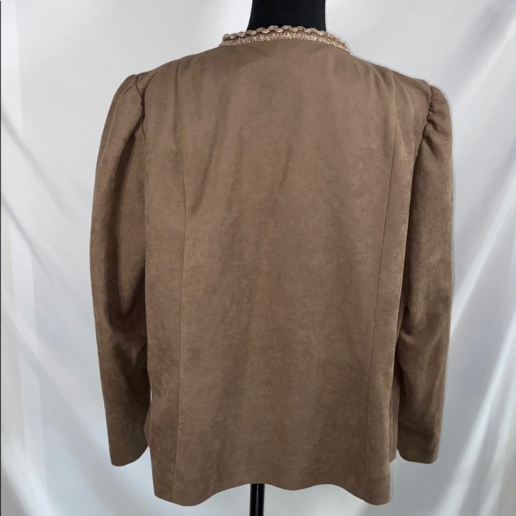 Vintage Marty Gutmacher Brown Velour Open Front Jacket Lightweight Casual XL