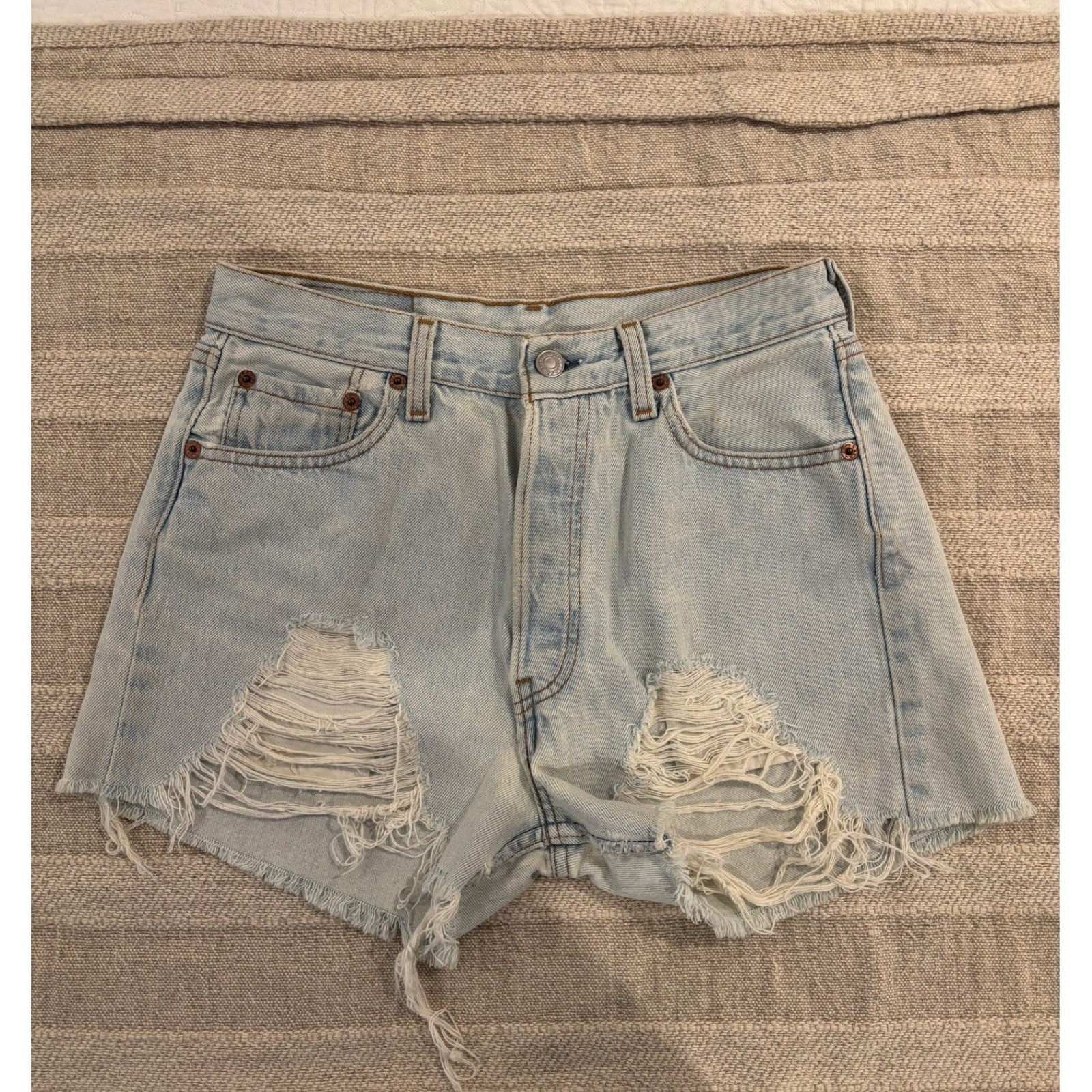 Vintage 90s Levi’s 501 Cutoff Shorts Made in USA High Waisted Distressed Sz 30