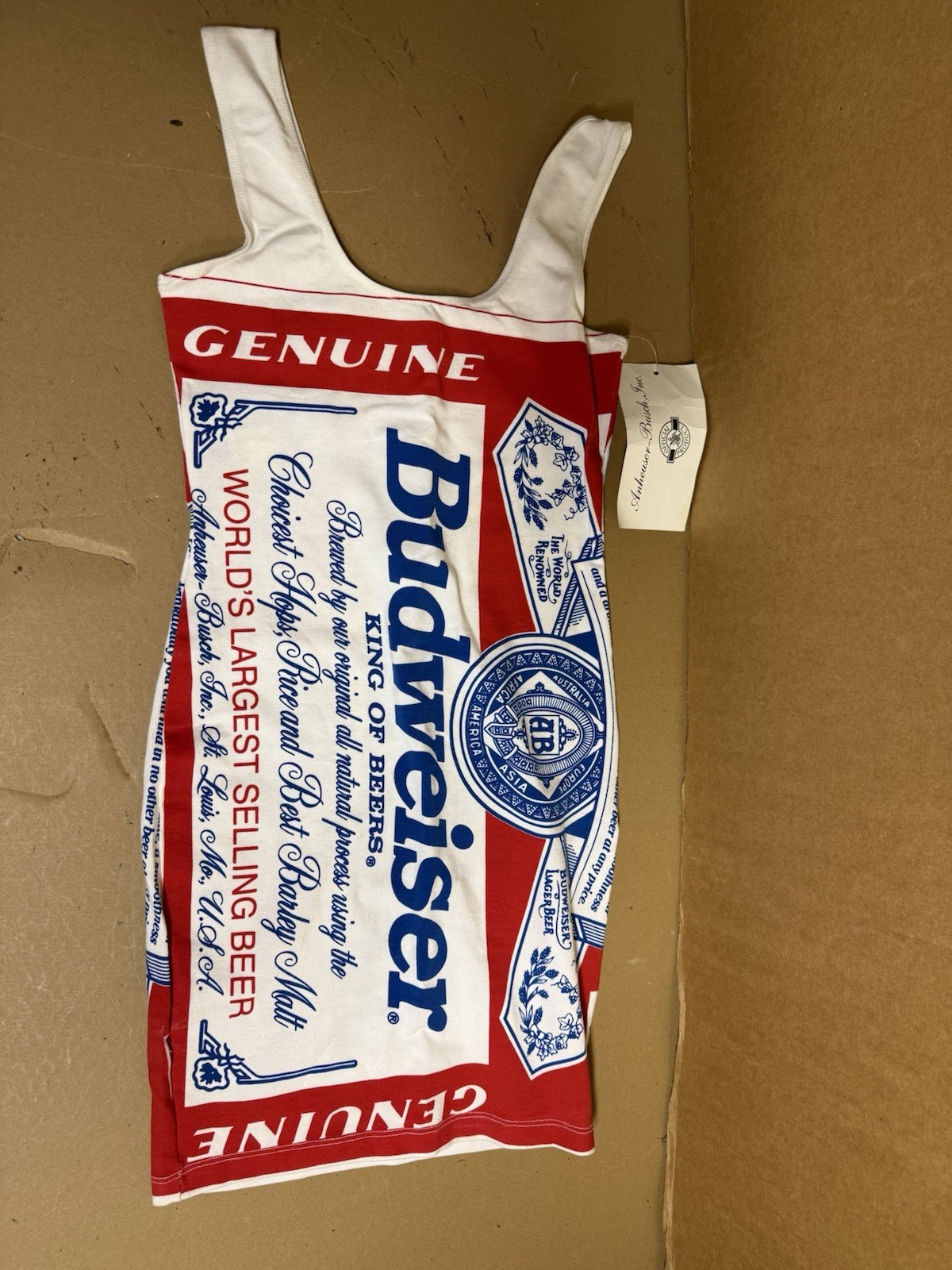 1980s Anheuser-Busch, Inc. Budweiser Logo Print Micro Dress Size 7 NEW W/ Tags!
