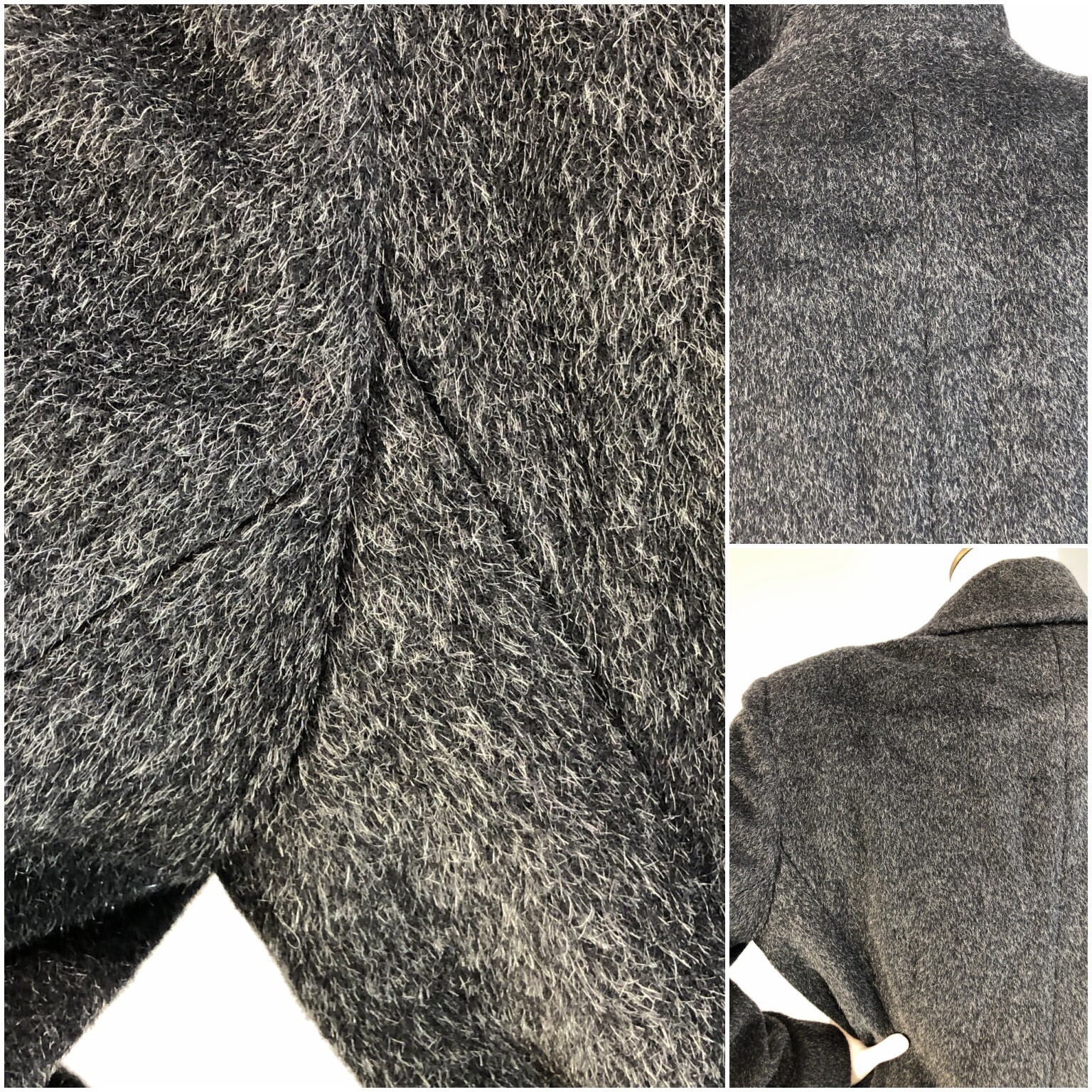 Vintage 90s Coat Wool Mohair Salt Pepper Heather Long Opera Anne Klein 14 L nwot