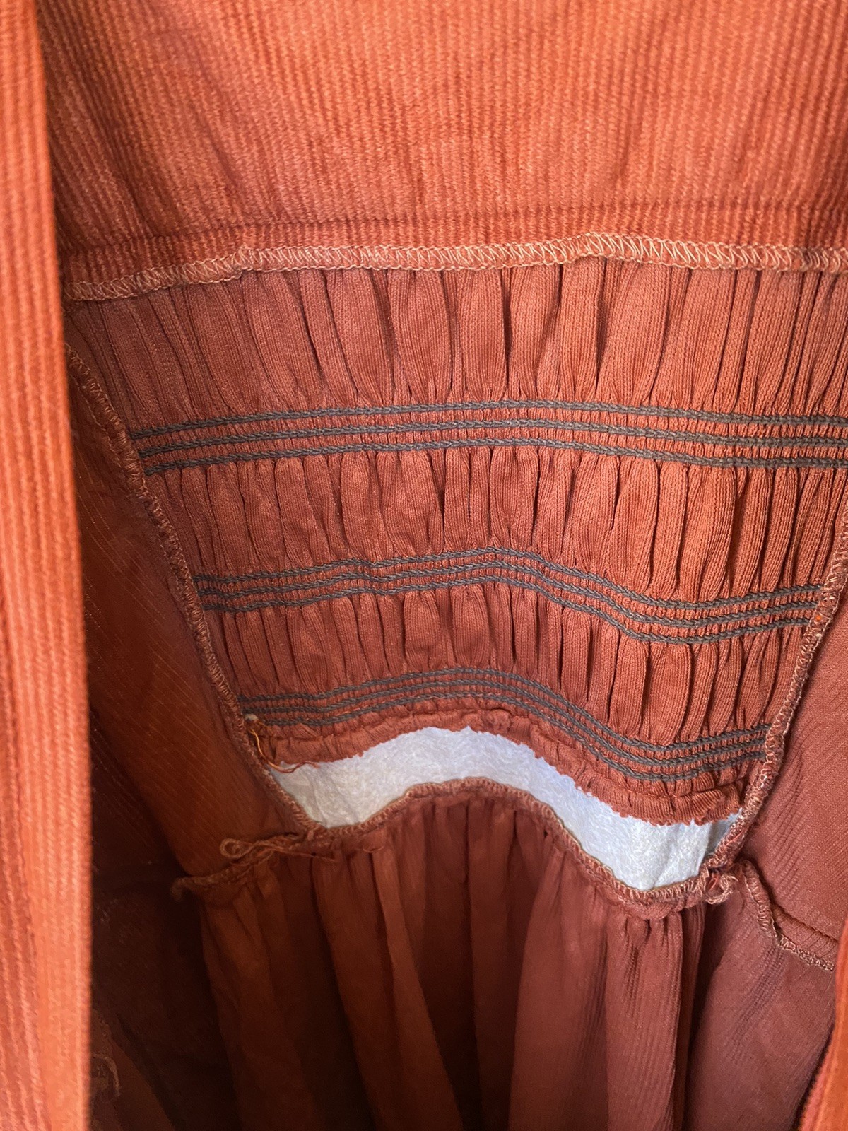Candi Jones California Vintage 1970s Puff Sleeve Rust Colored Dress