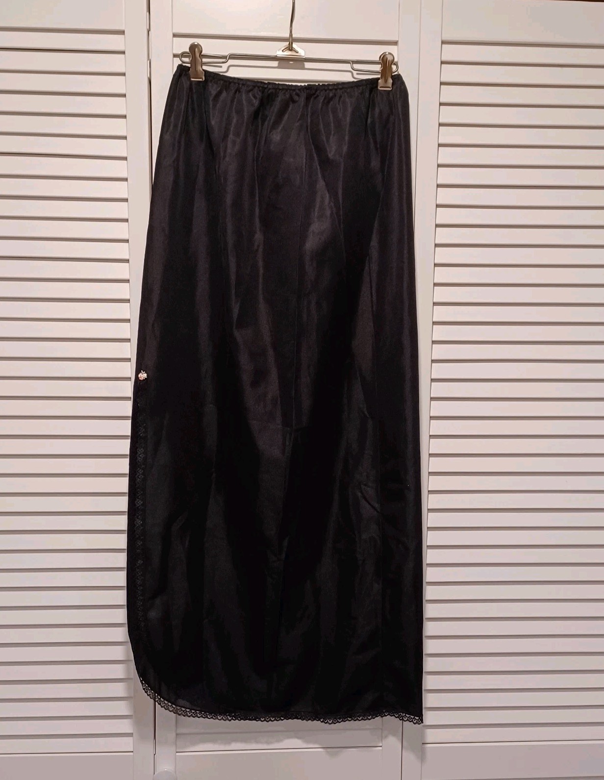 Vintage Womans Dorothy Perkins Long Black Lacey Slip Undergarment Size Medium